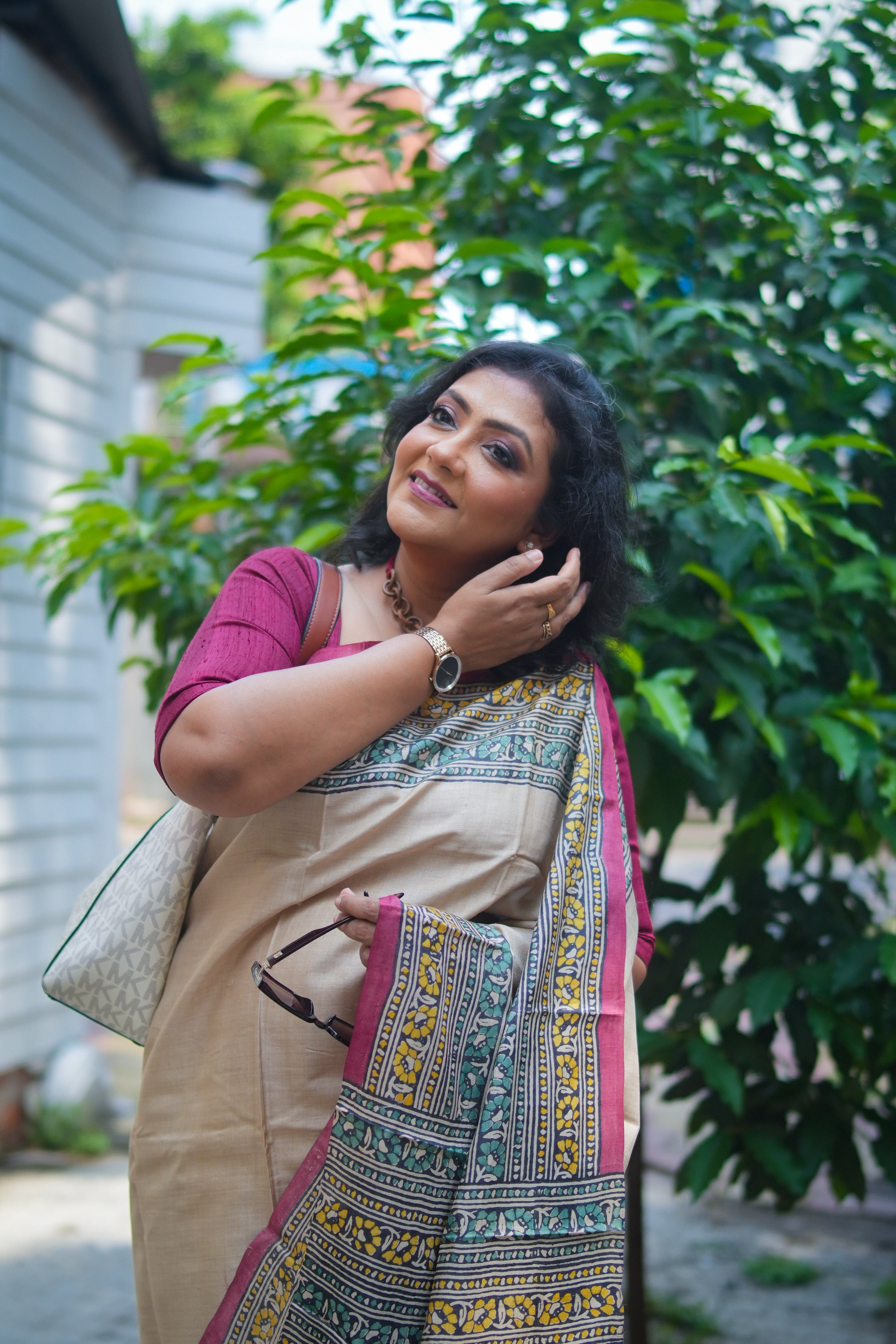 SAREE TUSSER MULTI COLOUR PAISLEY LALIE