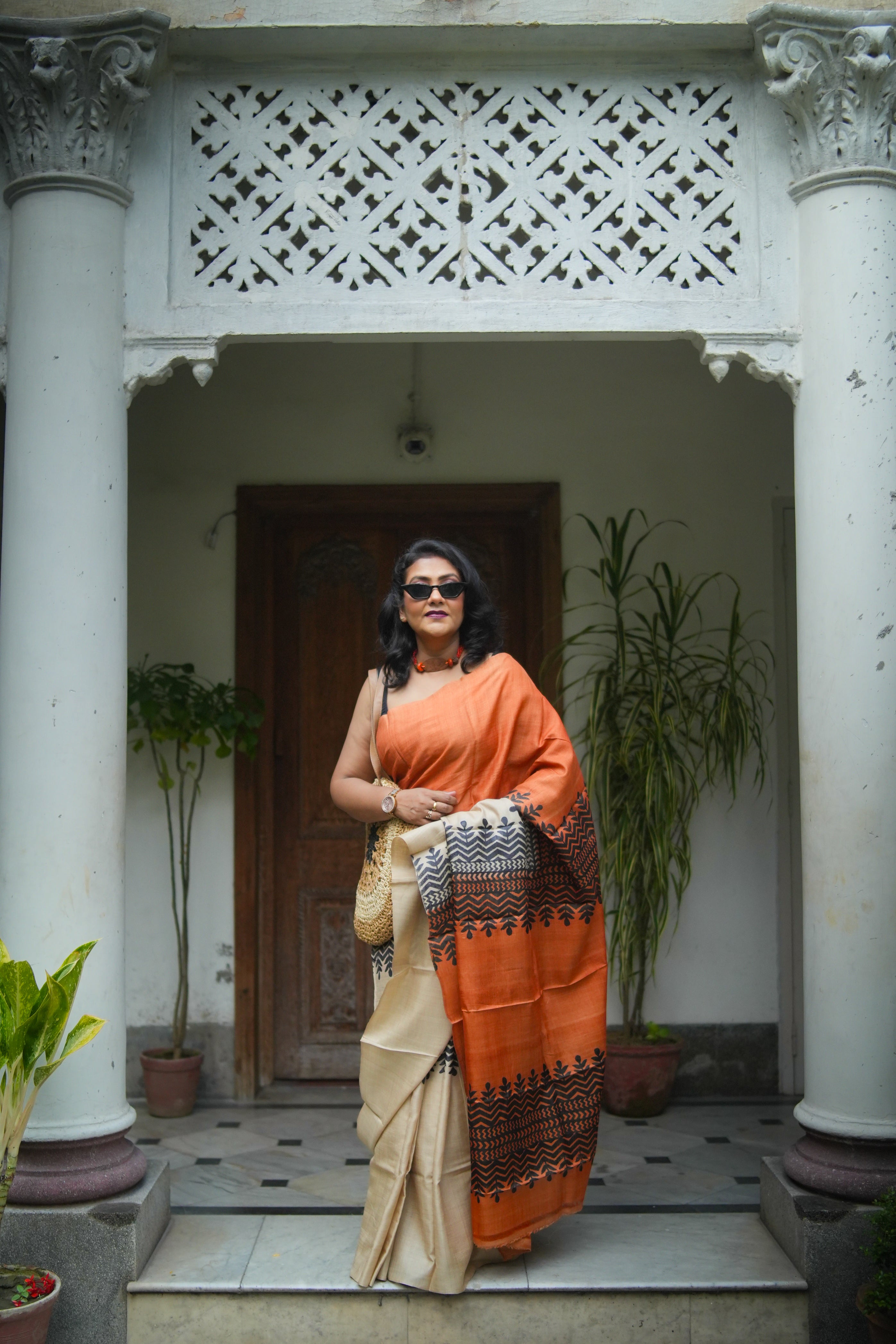 SAREE TUSSER - RUST LALIE