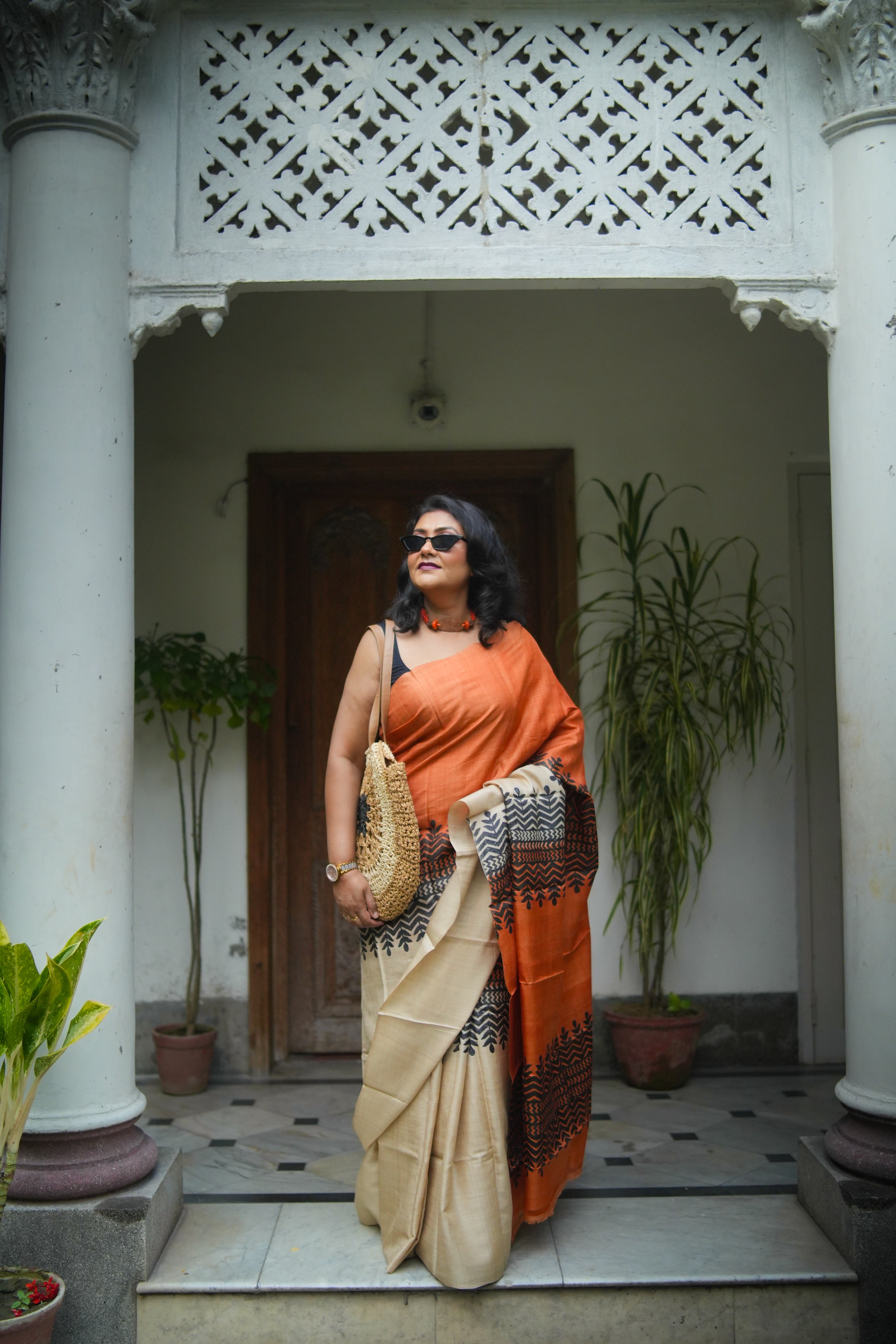 SAREE TUSSER - RUST LALIE
