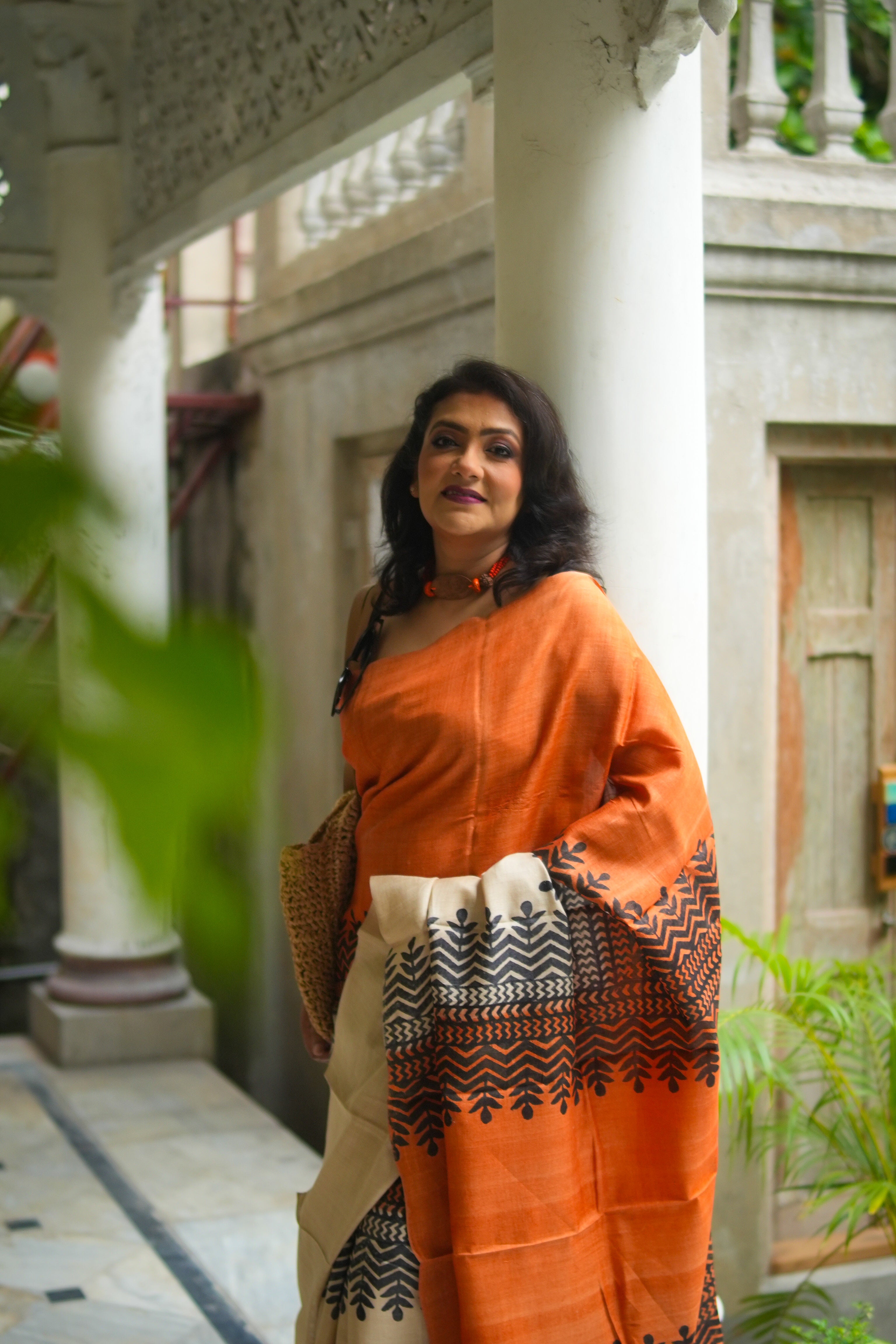 SAREE TUSSER - RUST LALIE