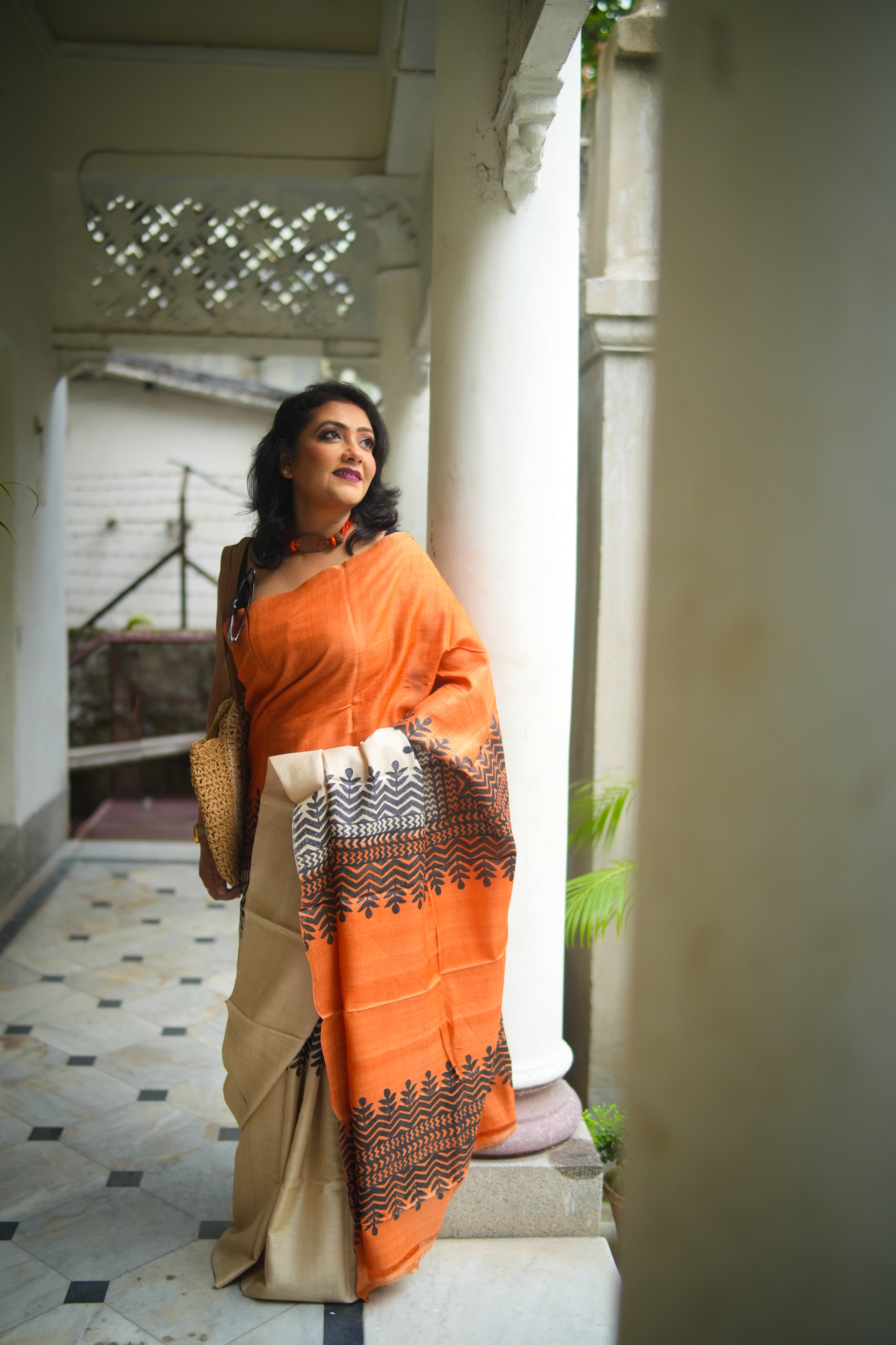 SAREE TUSSER - RUST LALIE