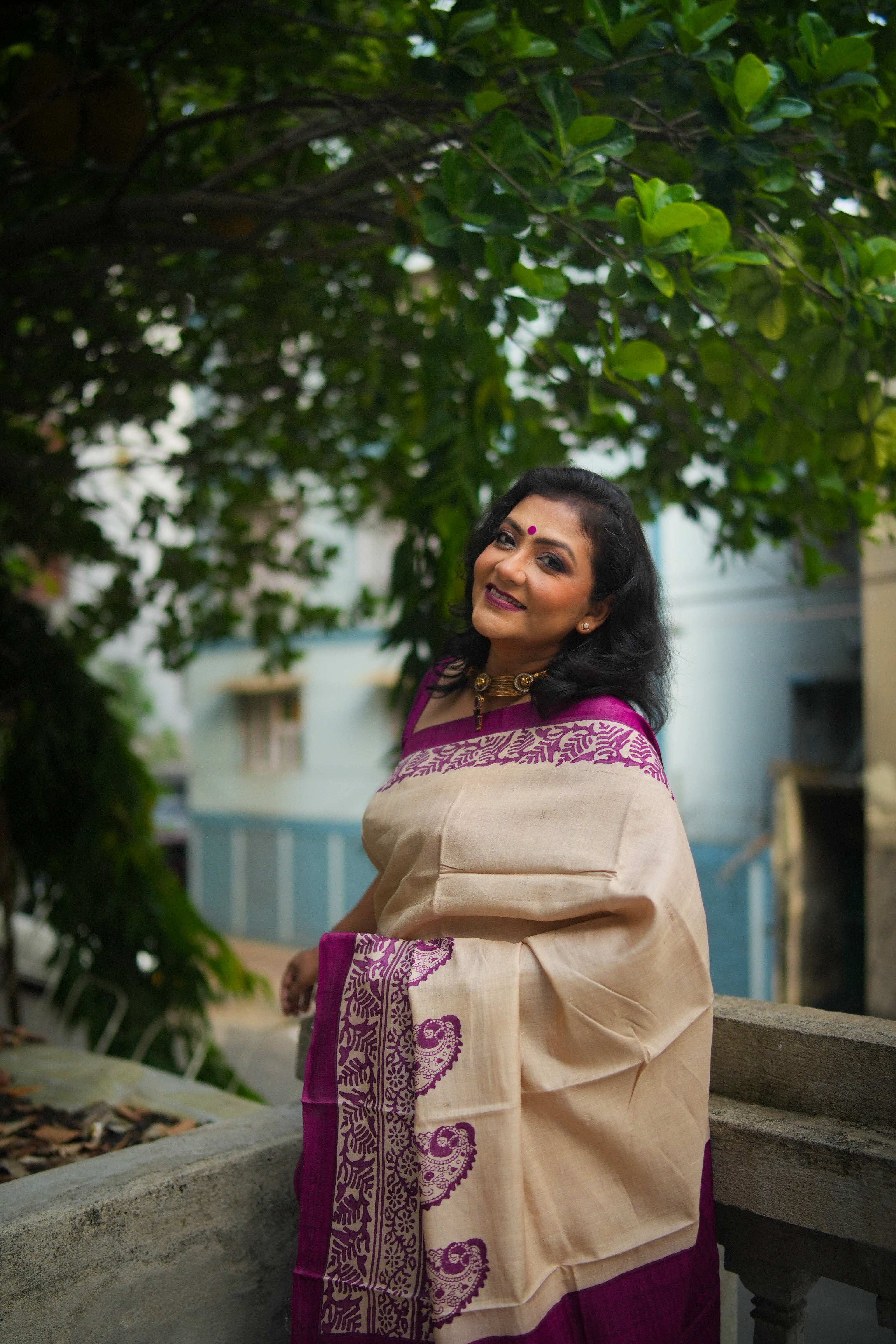 SAREE TUSSER -VIOLET LALIE