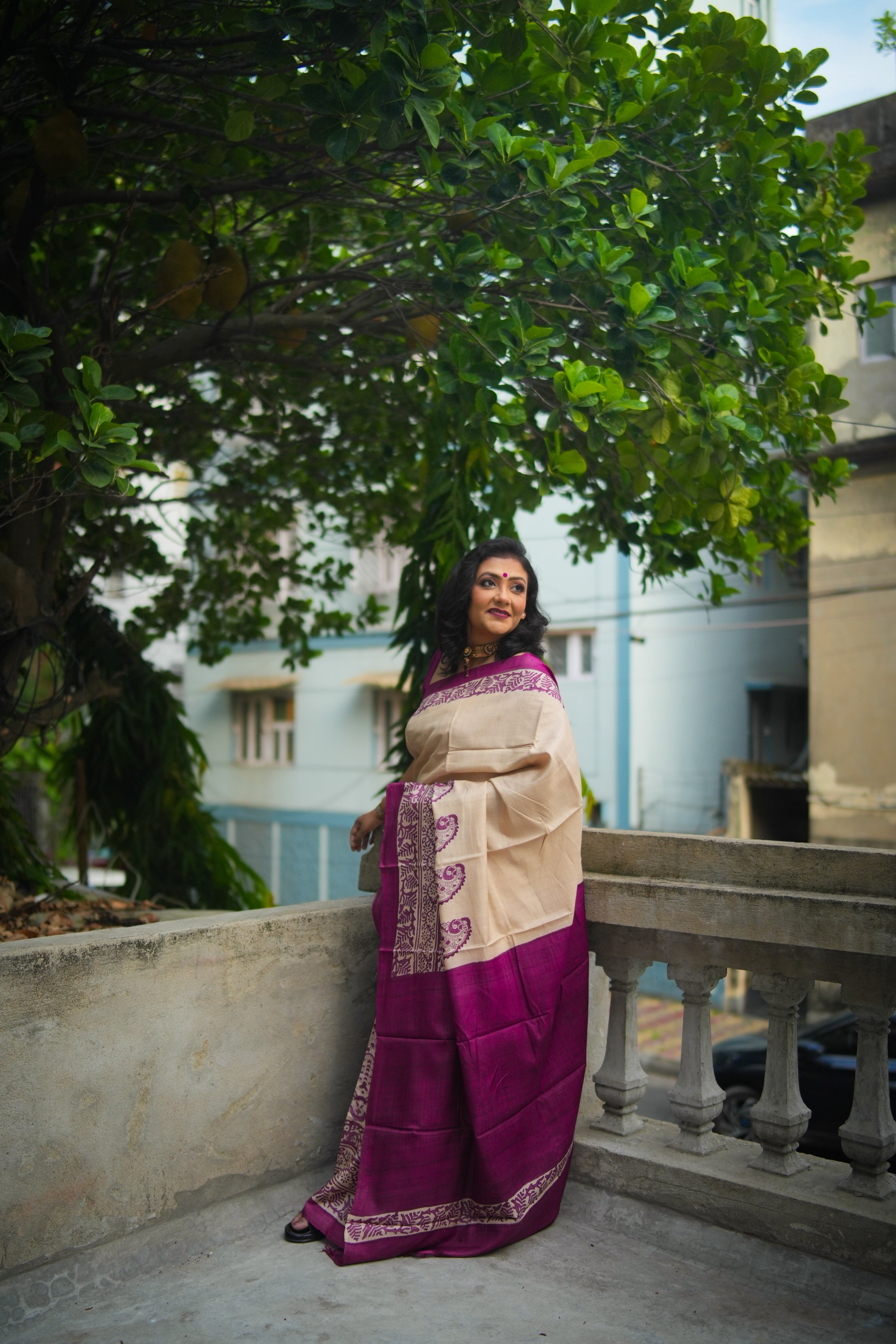 SAREE TUSSER -VIOLET LALIE