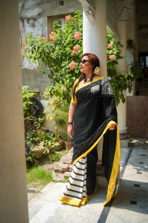 Black Striped Audy Saree