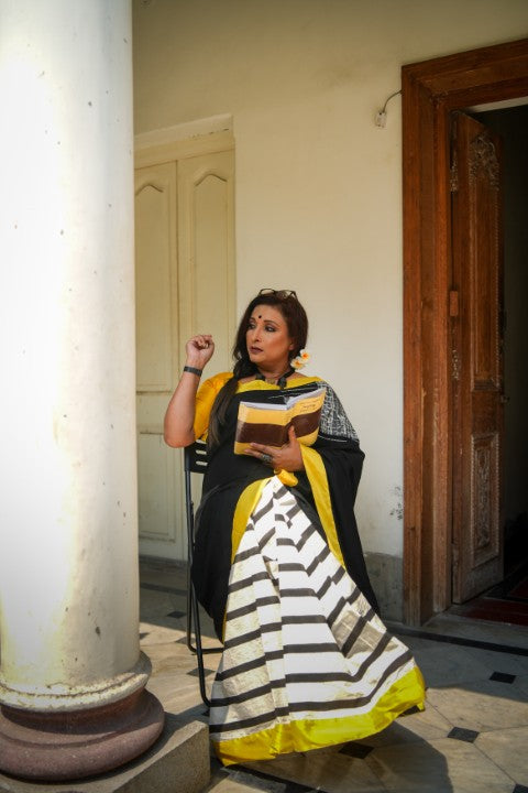 Black Striped Audy Saree