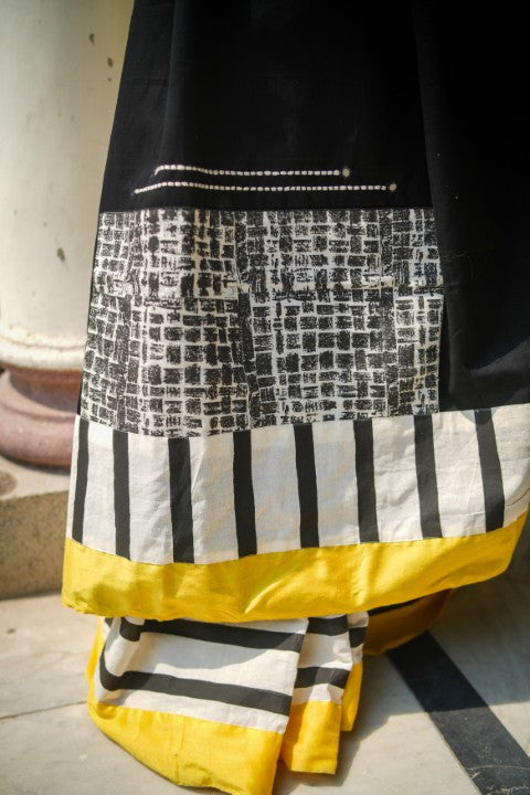 Black Striped Audy Saree