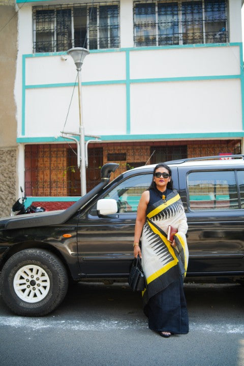 Off White Half & Half Lalie Saree