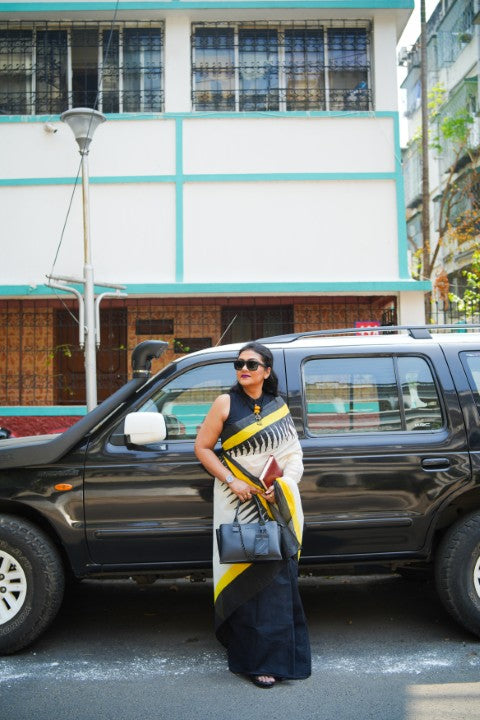 Off White Half & Half Lalie Saree