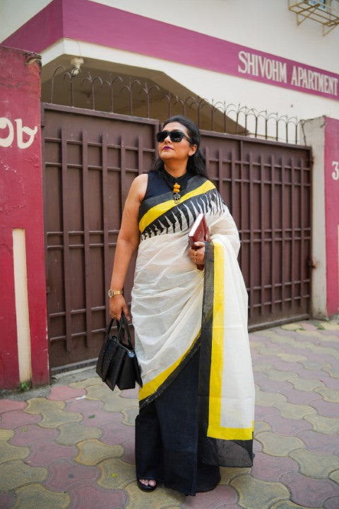 Off White Half & Half Lalie Saree