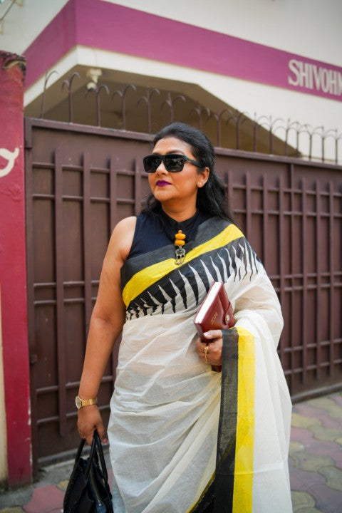 Off White Half & Half Lalie Saree
