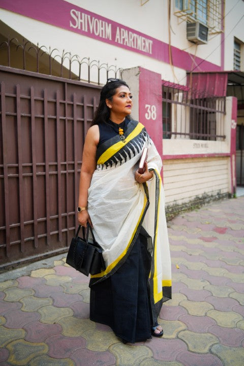 Off White Half & Half Lalie Saree