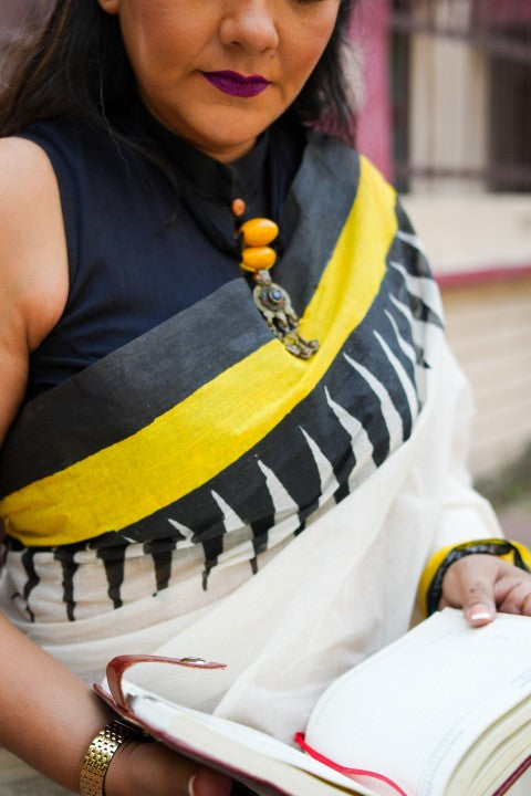 Off White Half & Half Lalie Saree