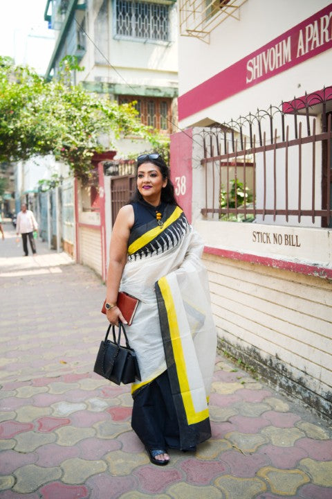 Off White Half & Half Lalie Saree