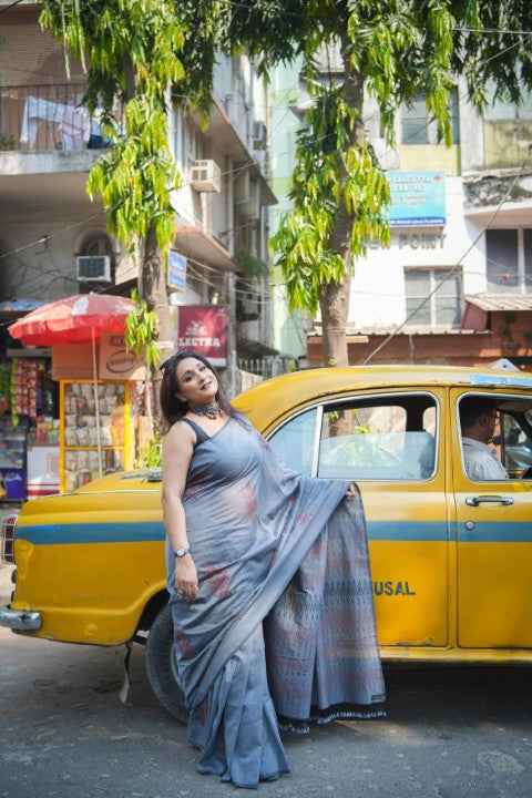 Soft Cotton Ash Audy Saree