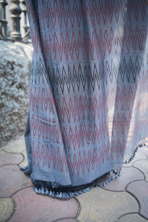 Soft Cotton Ash Audy Saree