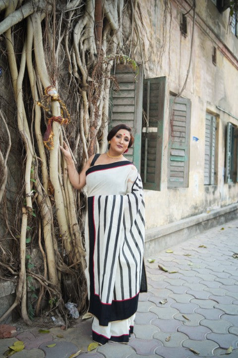 Off White With Embroidery Audy Saree