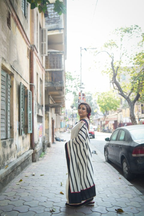 Off White With Embroidery Audy Saree