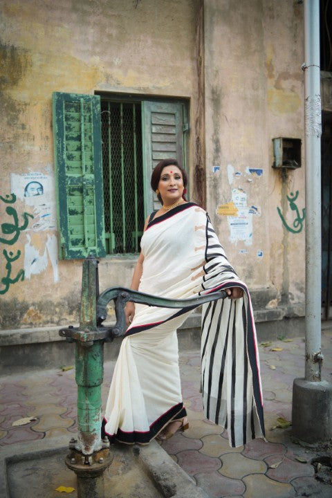 Off White With Embroidery Audy Saree