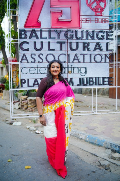 Kora Cotton Tie & Dye Lalie Saree