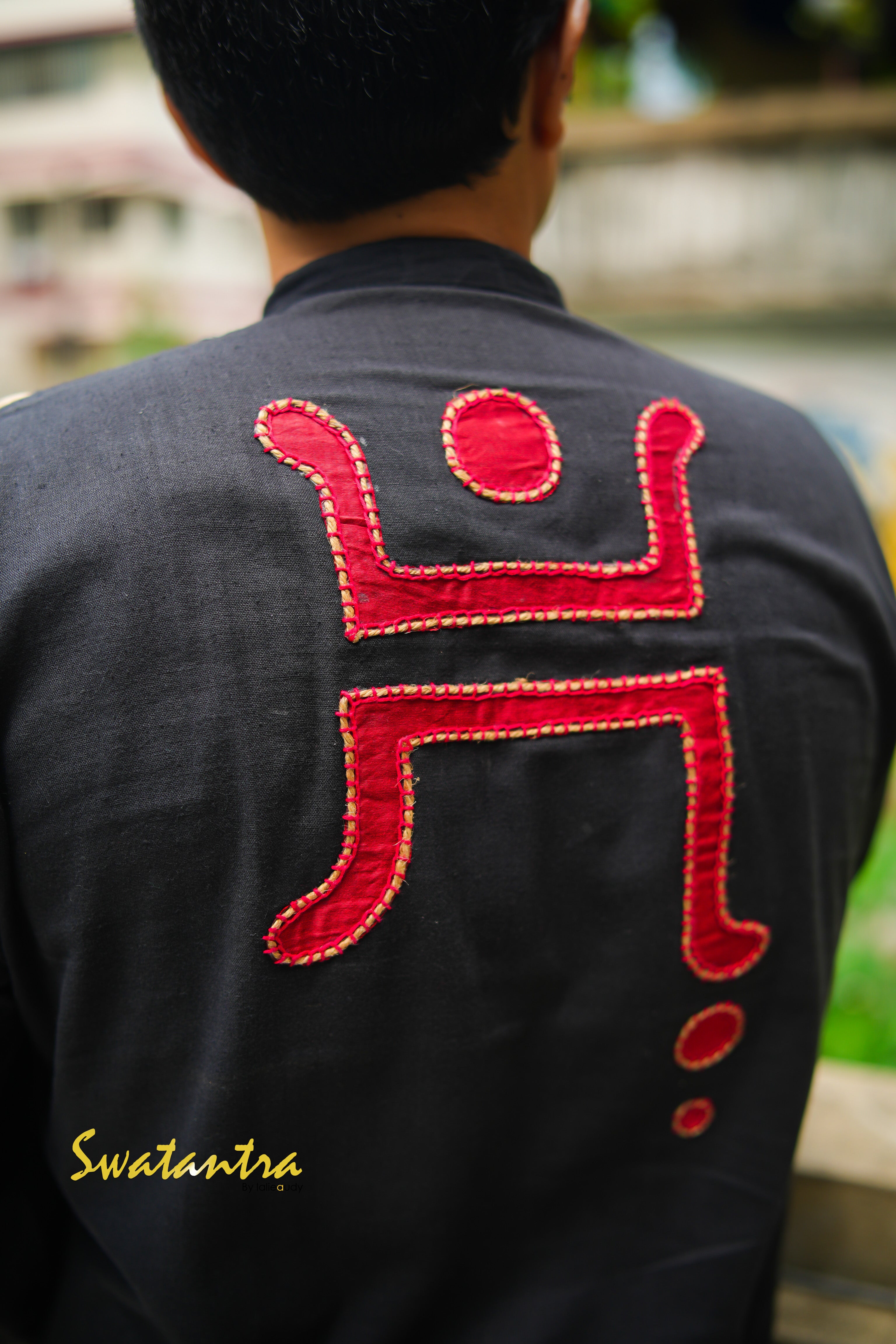 AUDY SAIKAT BLACK SWASTIK KURTA