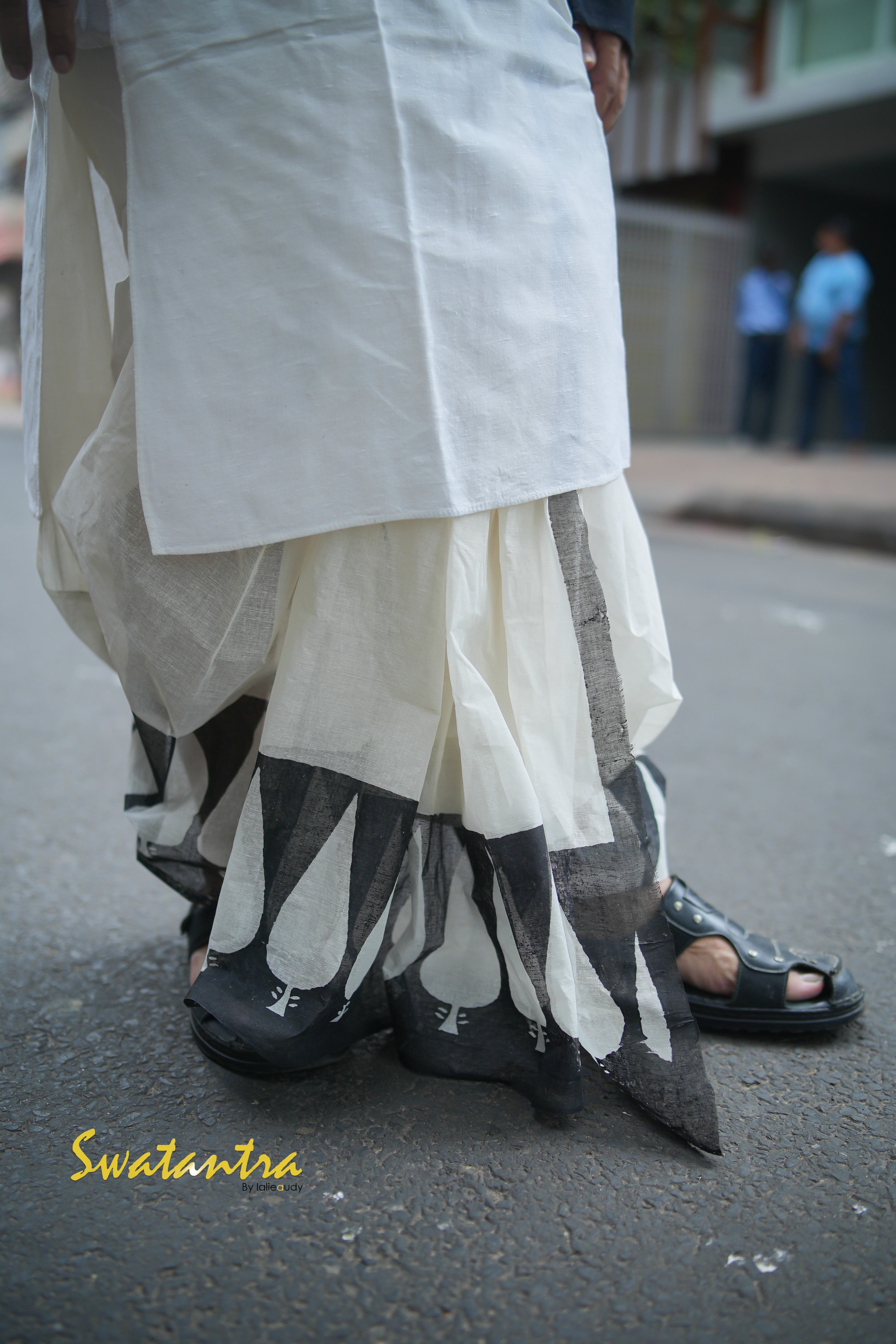 DHOTI OFFWHITE BLACK PRINTED PATCH SSR