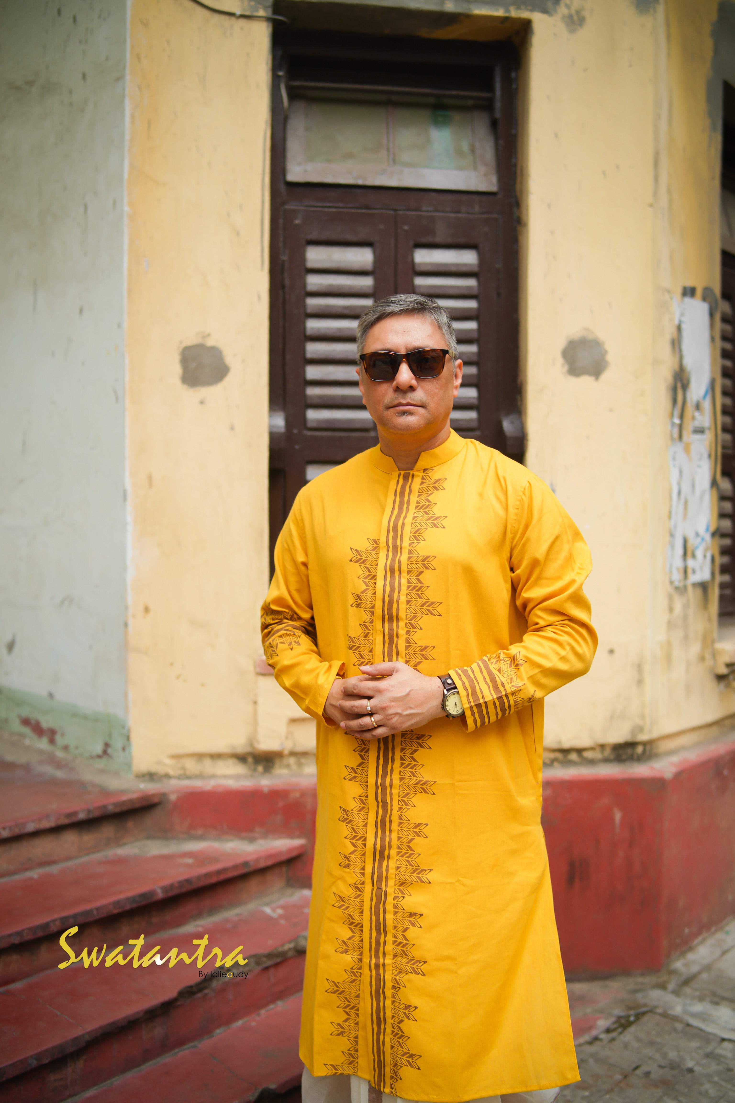 DHOTI YELLOW PRINTED AMIT