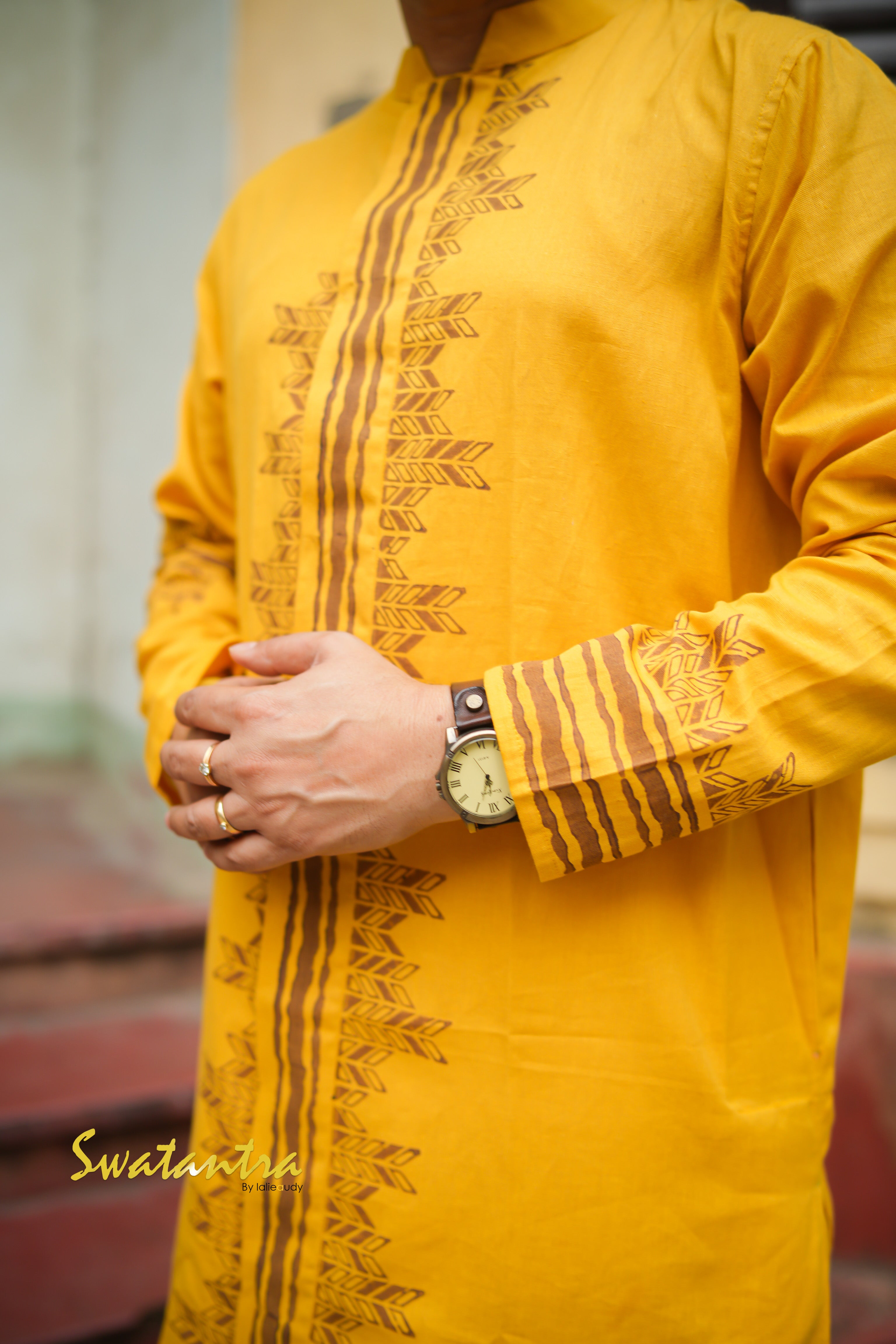 DHOTI YELLOW PRINTED AMIT