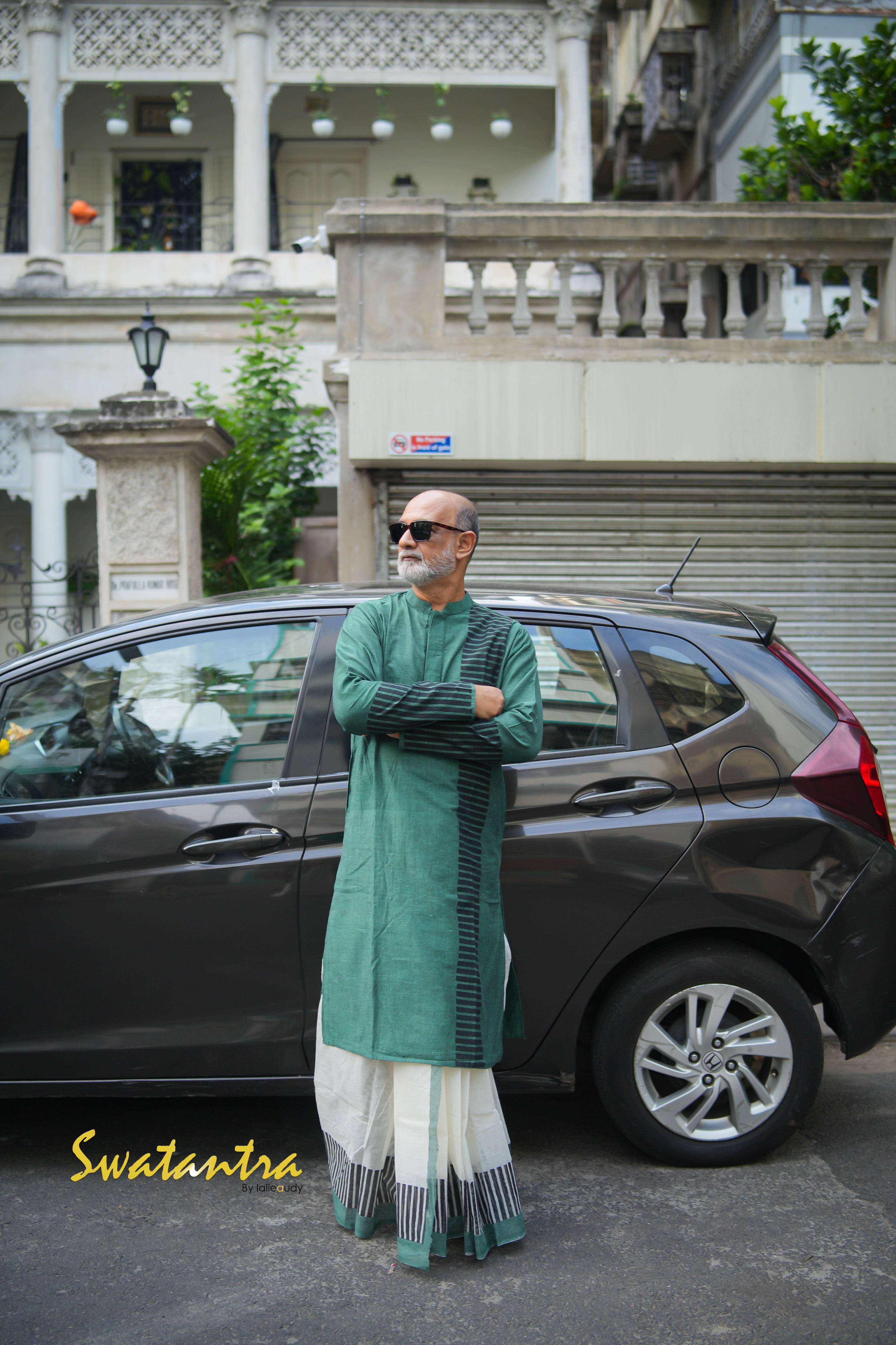 DHOTI GREEN PRINTED DRDEB