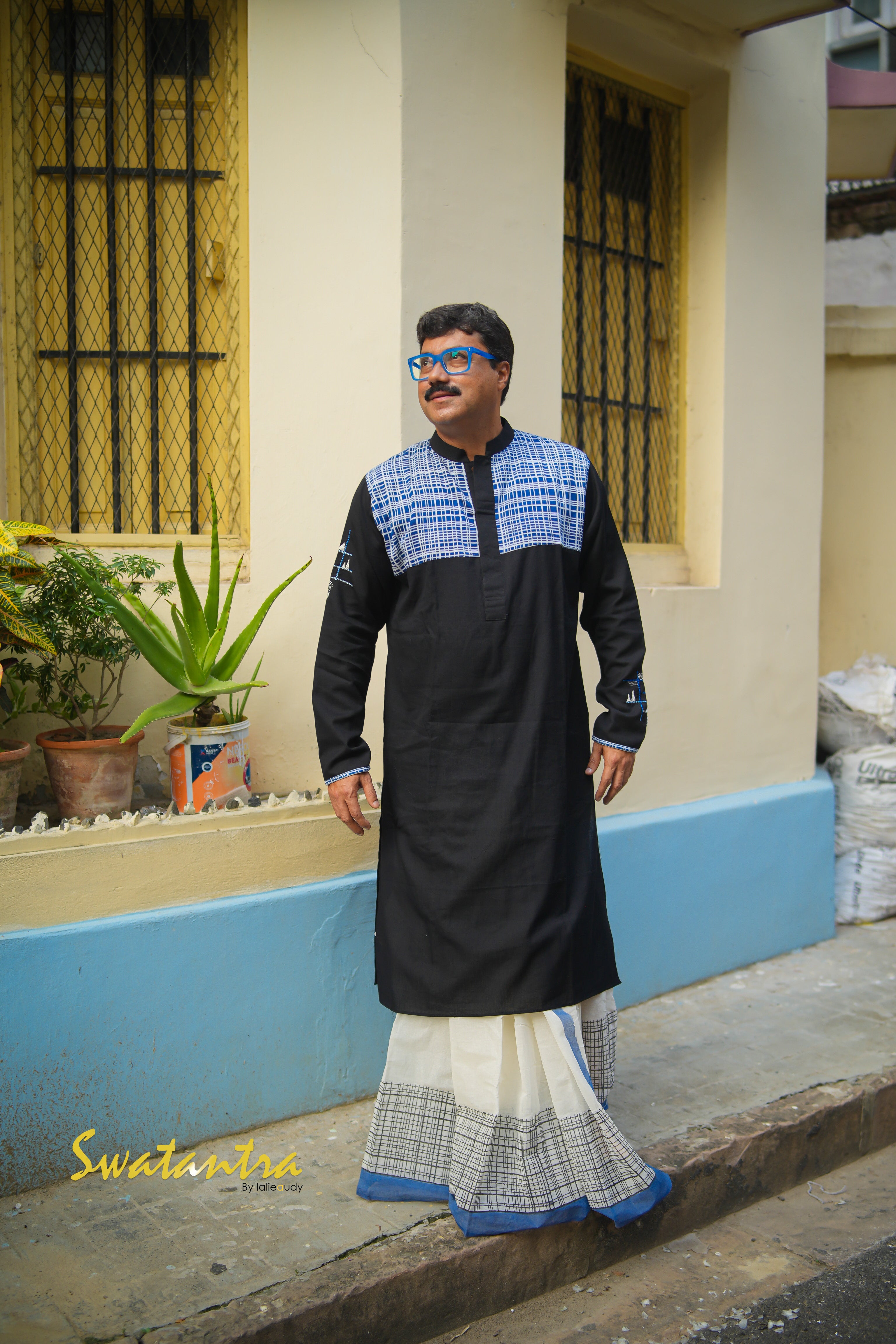 DHOTI BLACK INDIGO ANJAN