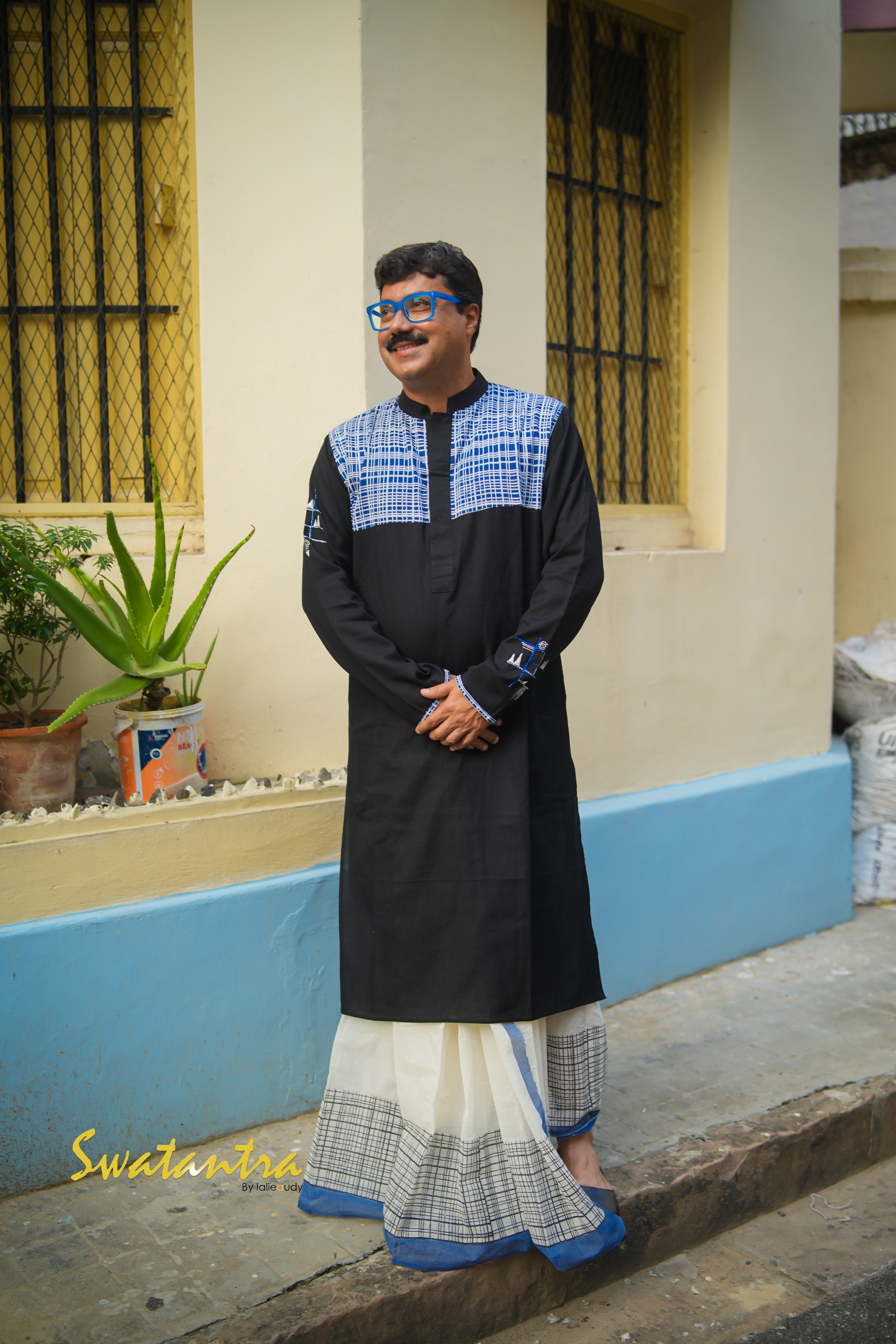 DHOTI BLACK INDIGO ANJAN