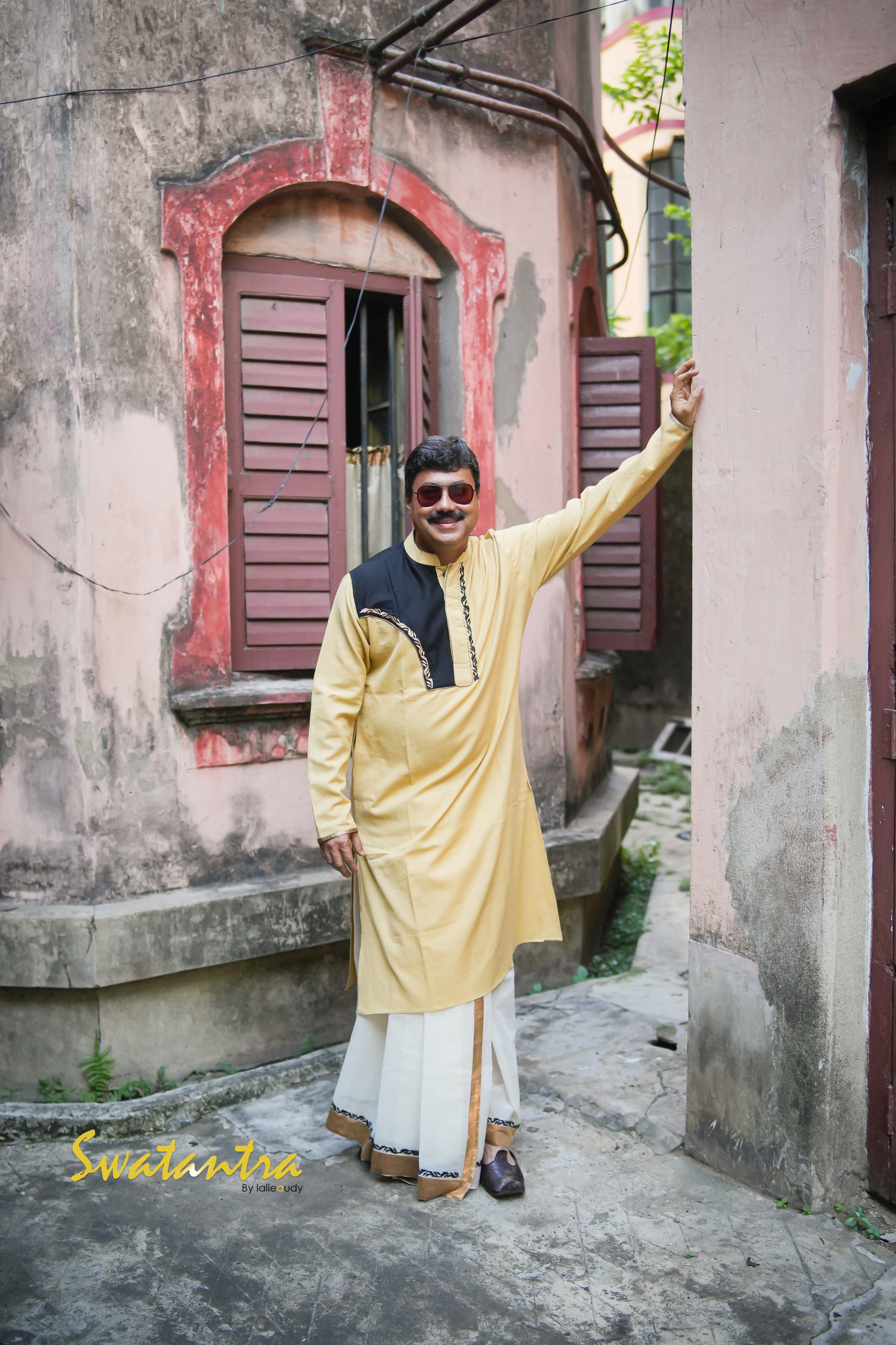 DHOTI BEIGE EMB ANJAN