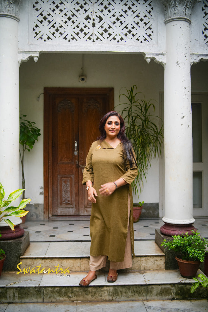 DRDEB AUDY GREEN/WHITE - LADIES KURTA