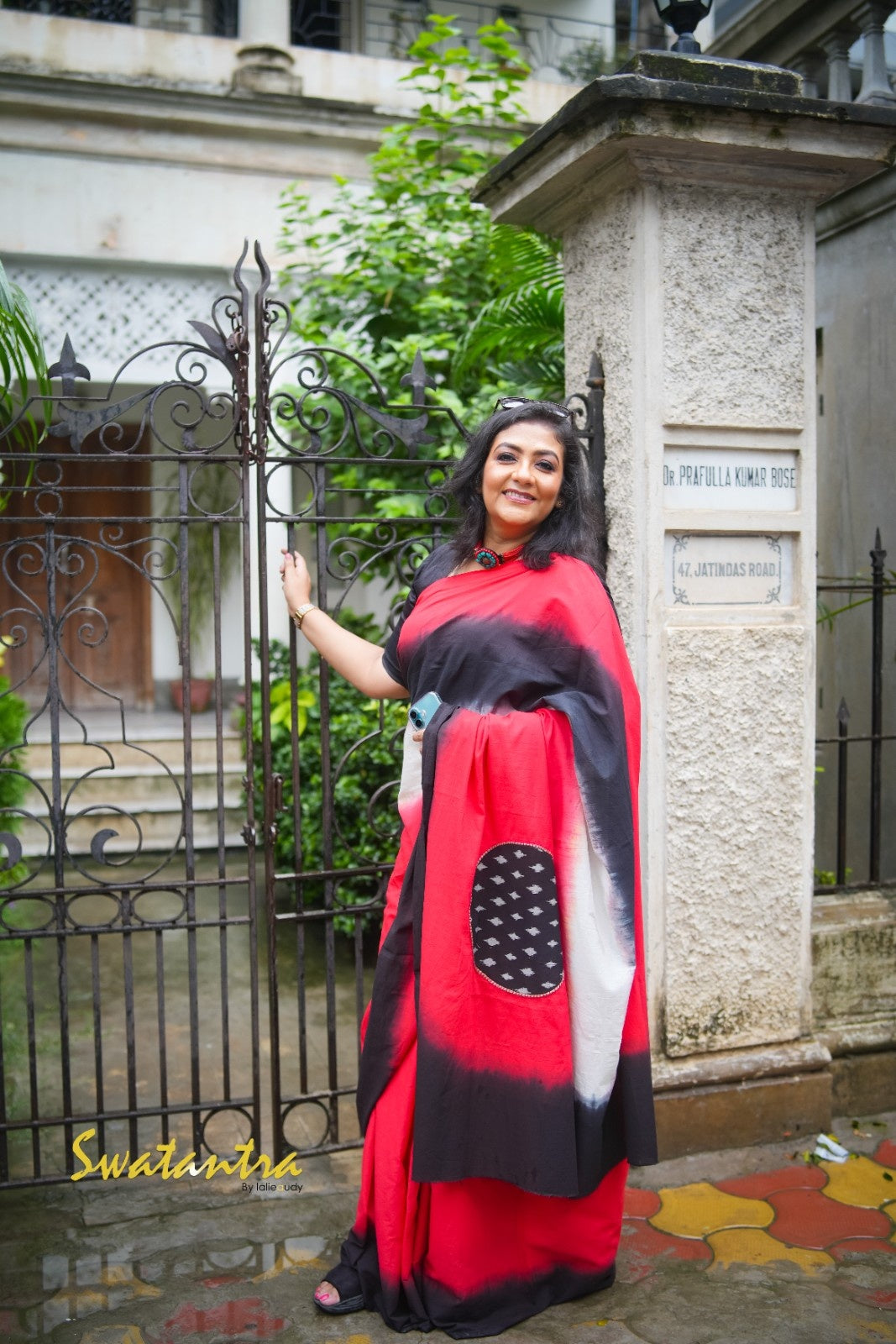 SAREE KORA COTTON-IKKAT PATCH LALIE