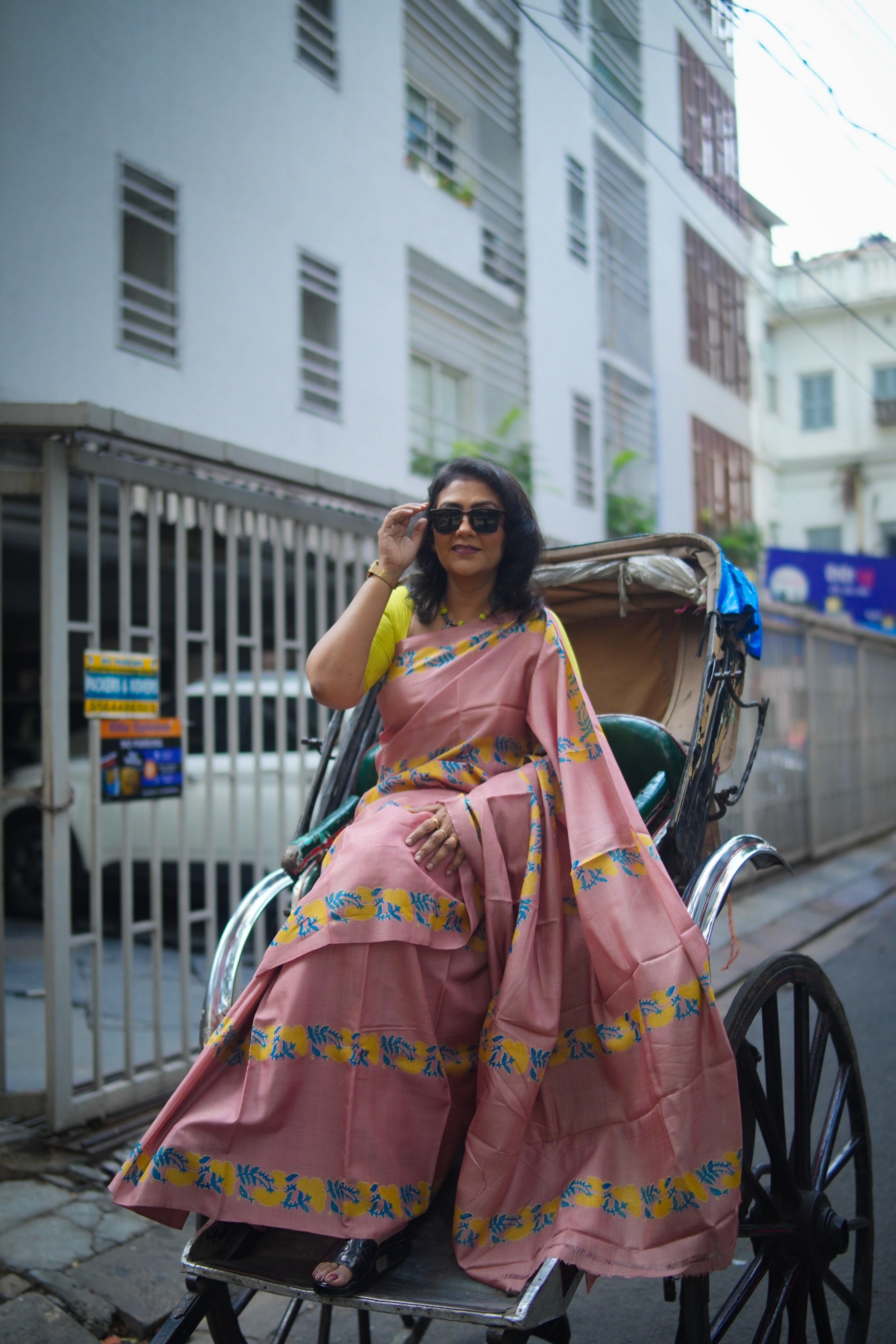 SAREE TUSSER PEACH LALIE