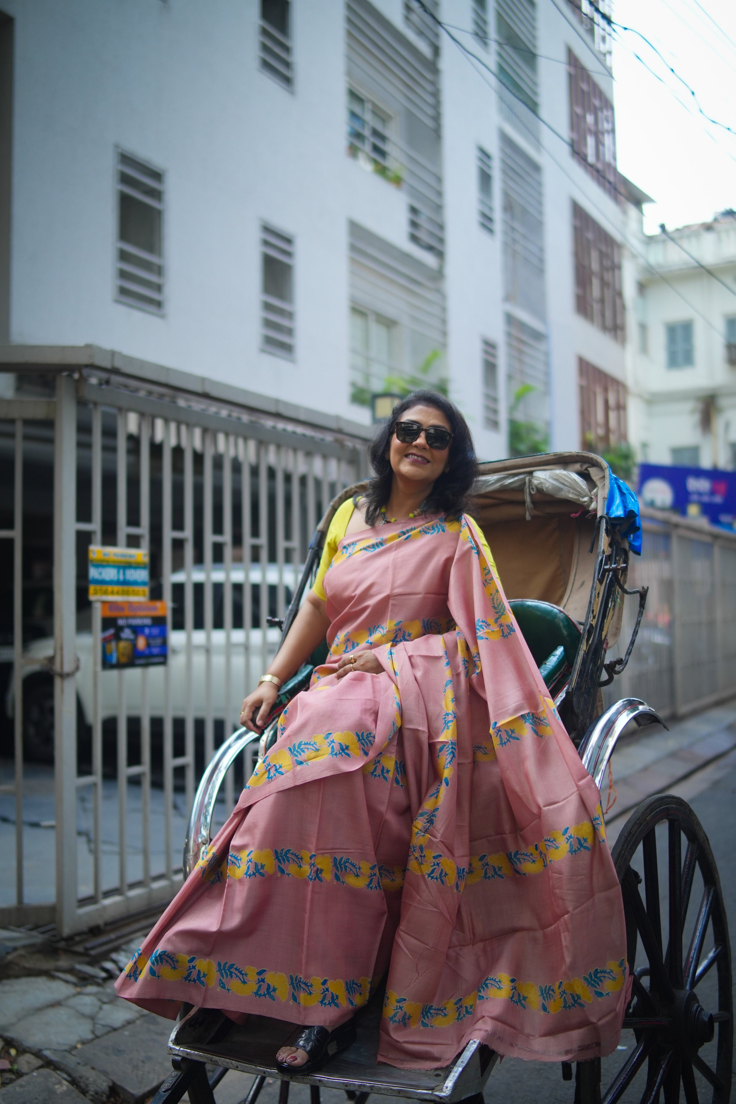 SAREE TUSSER PEACH LALIE