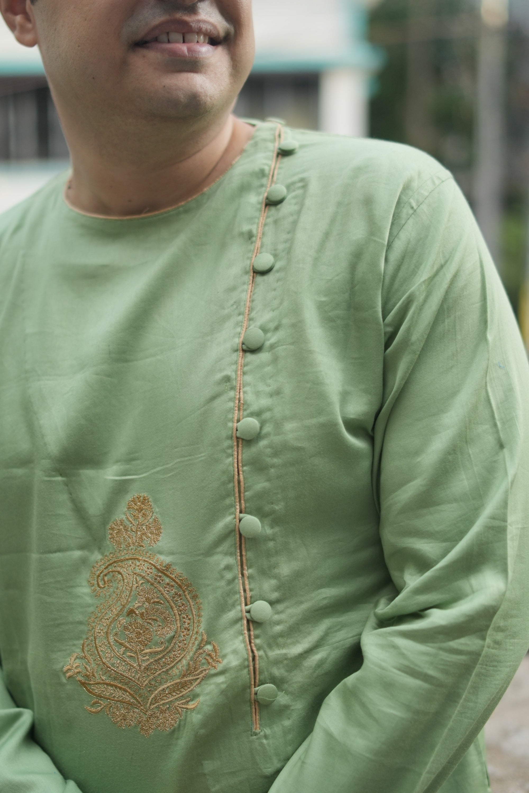 GK Green Sage Saikat Kurta