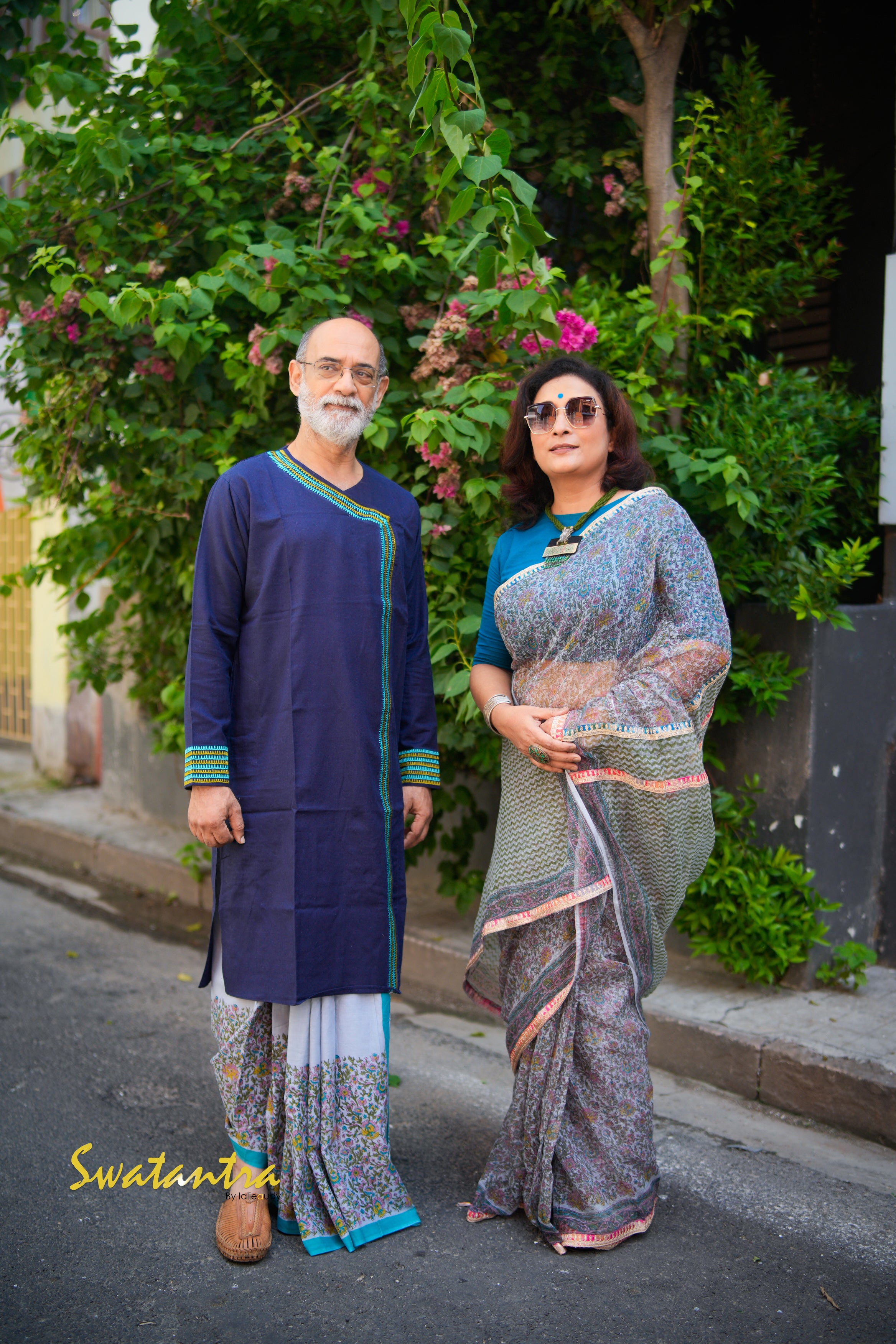NAVY BLUE-ASH DRDEB AUDY - SAREE