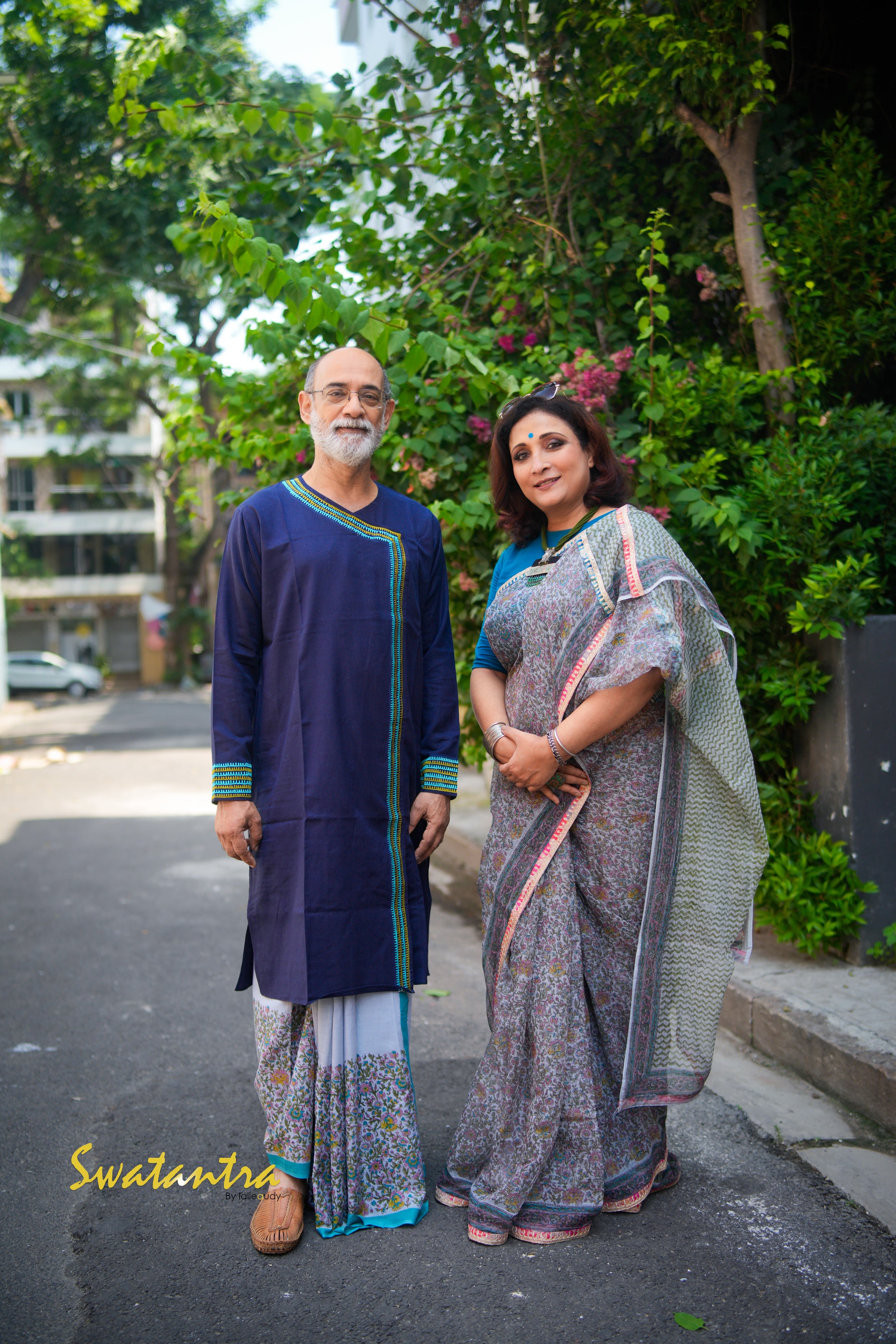 NAVY BLUE-ASH DRDEB AUDY - KURTA