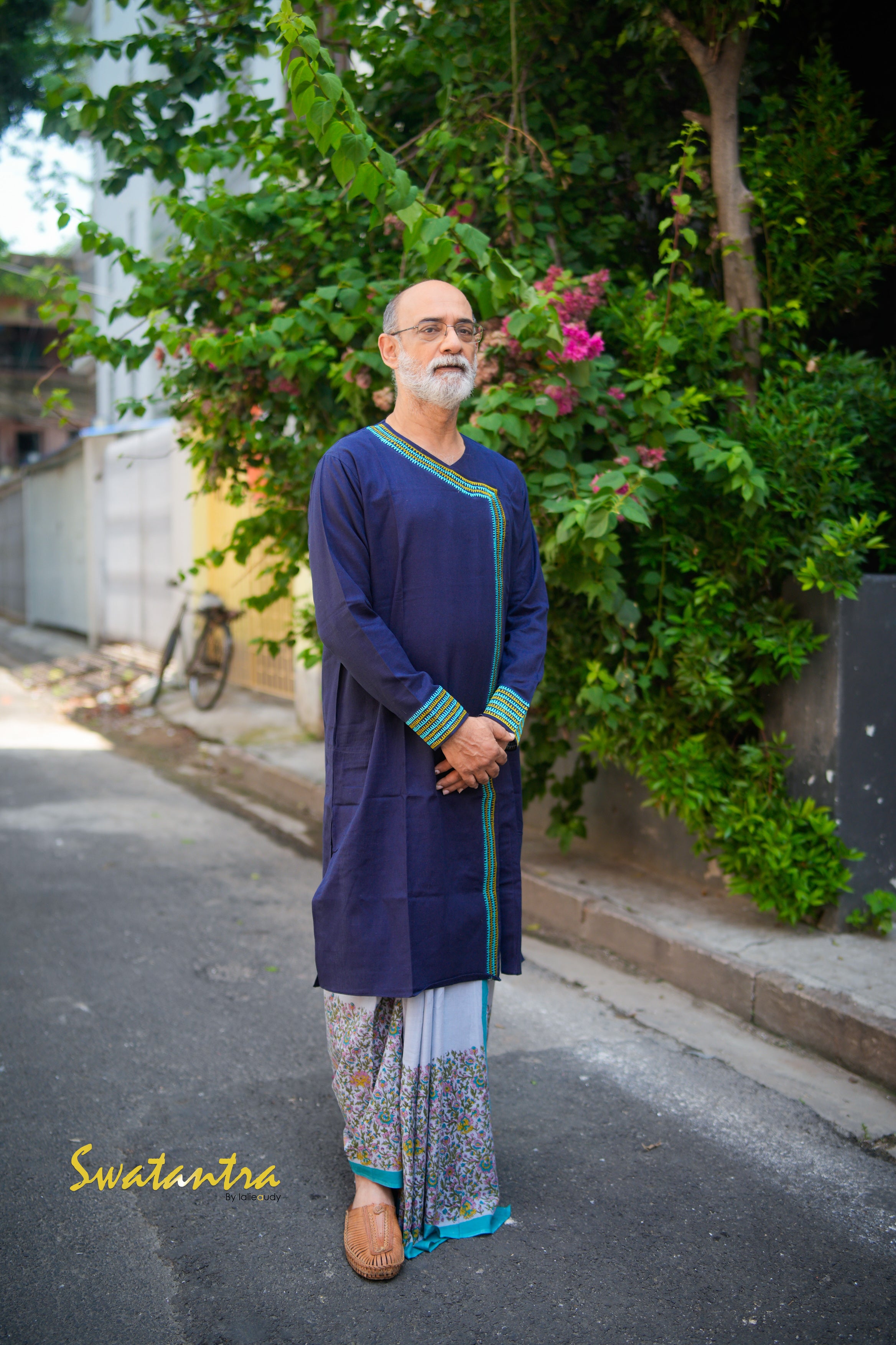 NAVY BLUE-ASH DRDEB AUDY - KURTA