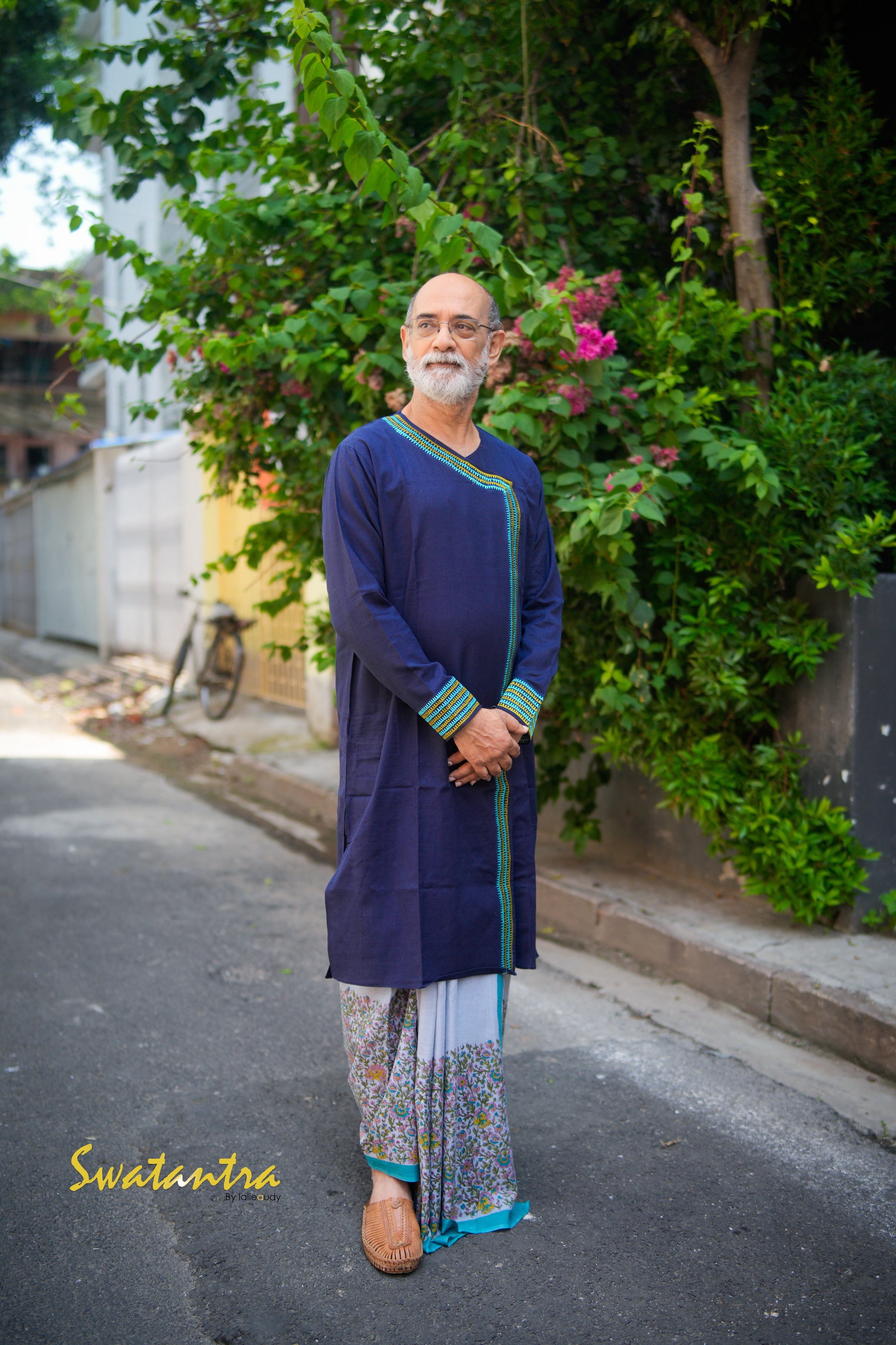 NAVY BLUE-ASH DRDEB AUDY - KURTA