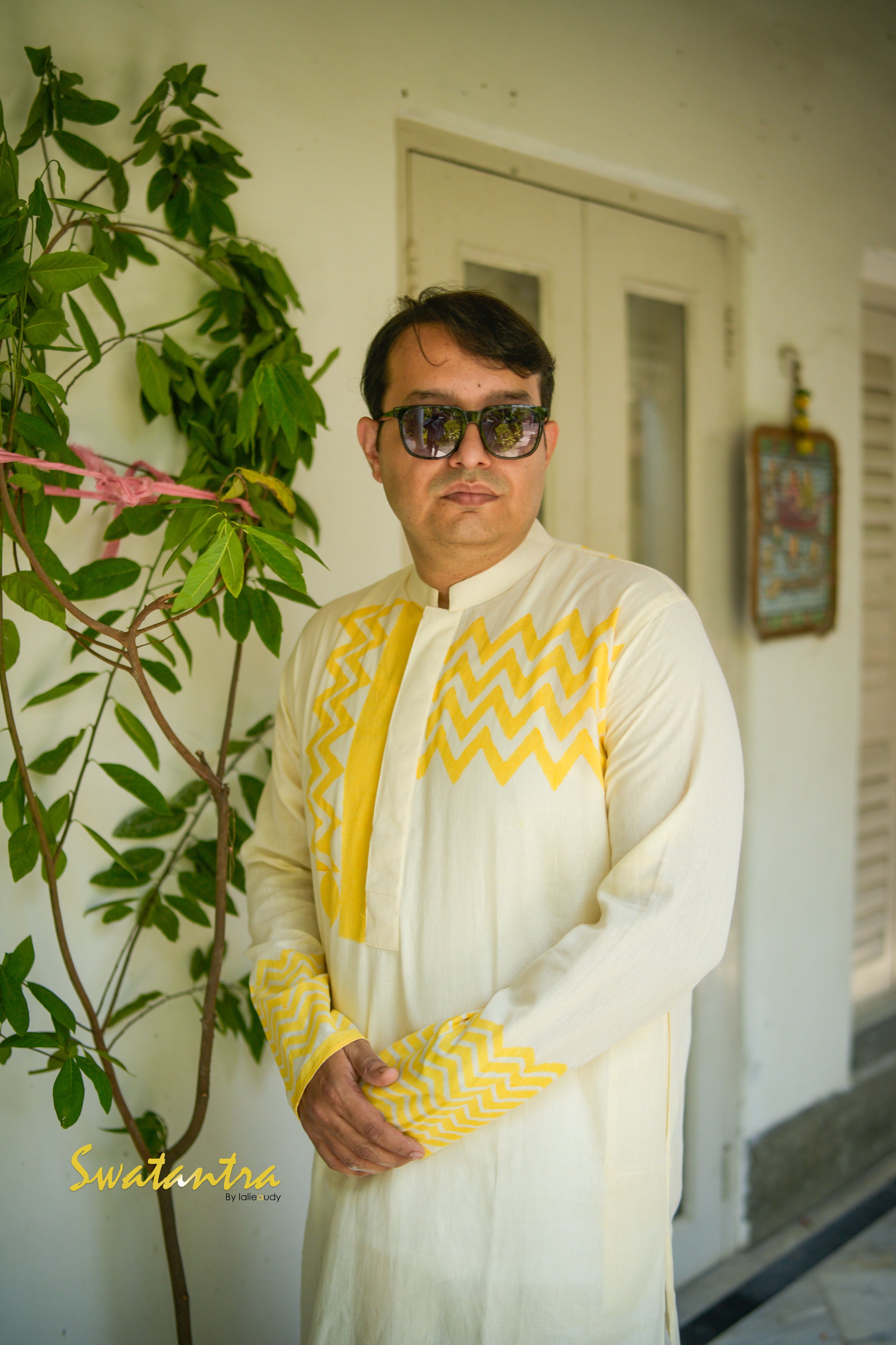 OFFWHITE YELLOW LALIE-SSR-COTTON KURTA