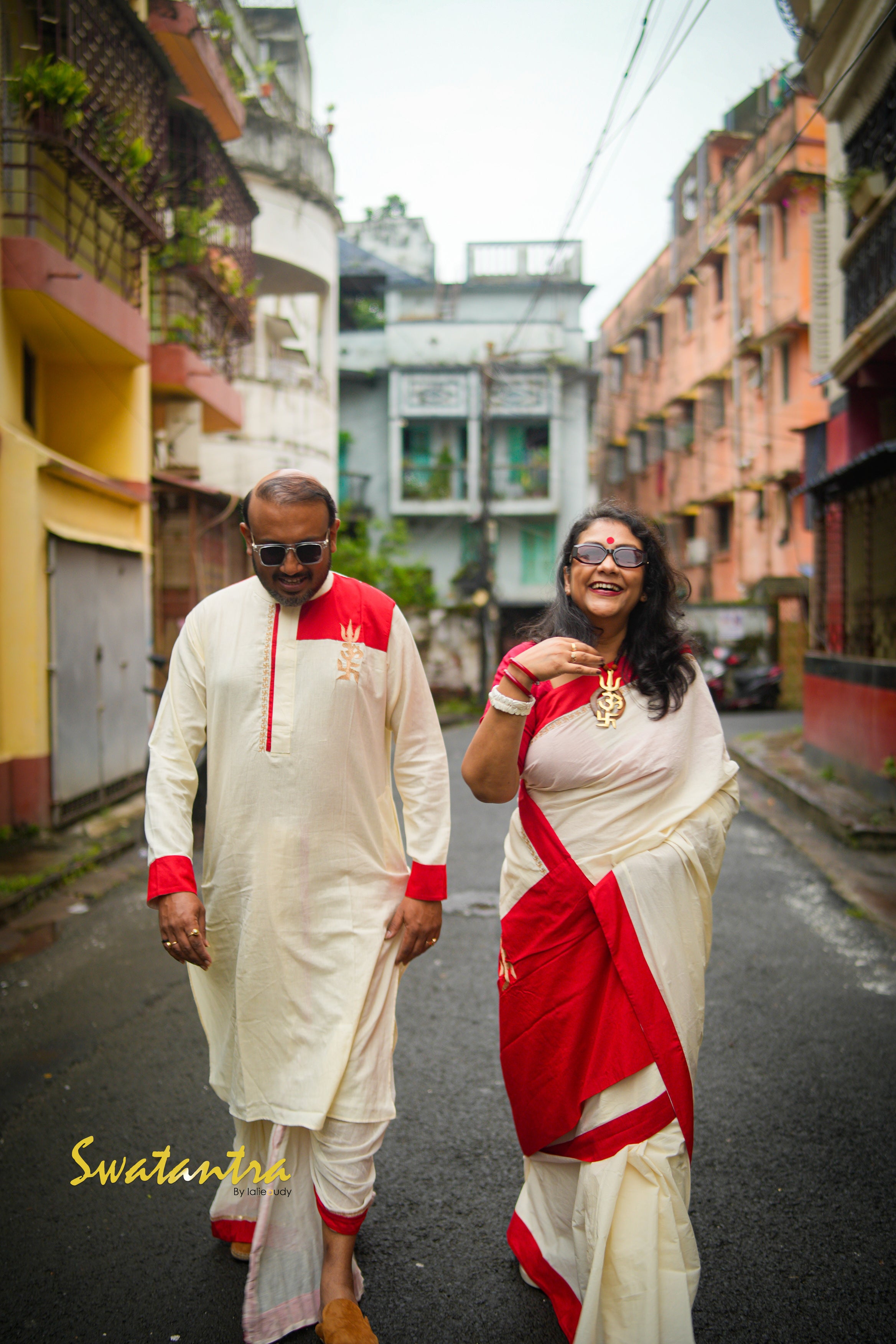 LALIE SAPTARSHI OFFWHITE-RED - KURTA