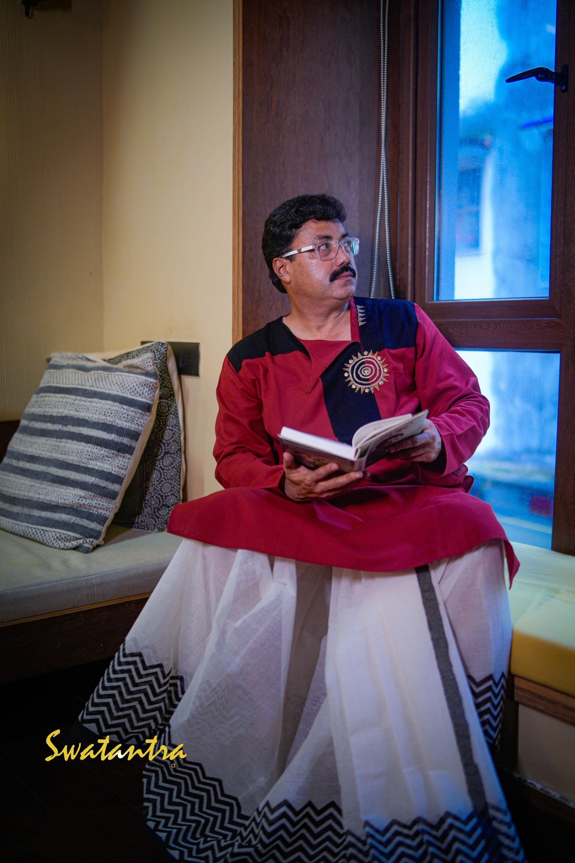 GK MAROON BLACK ANJAN - DHOTI