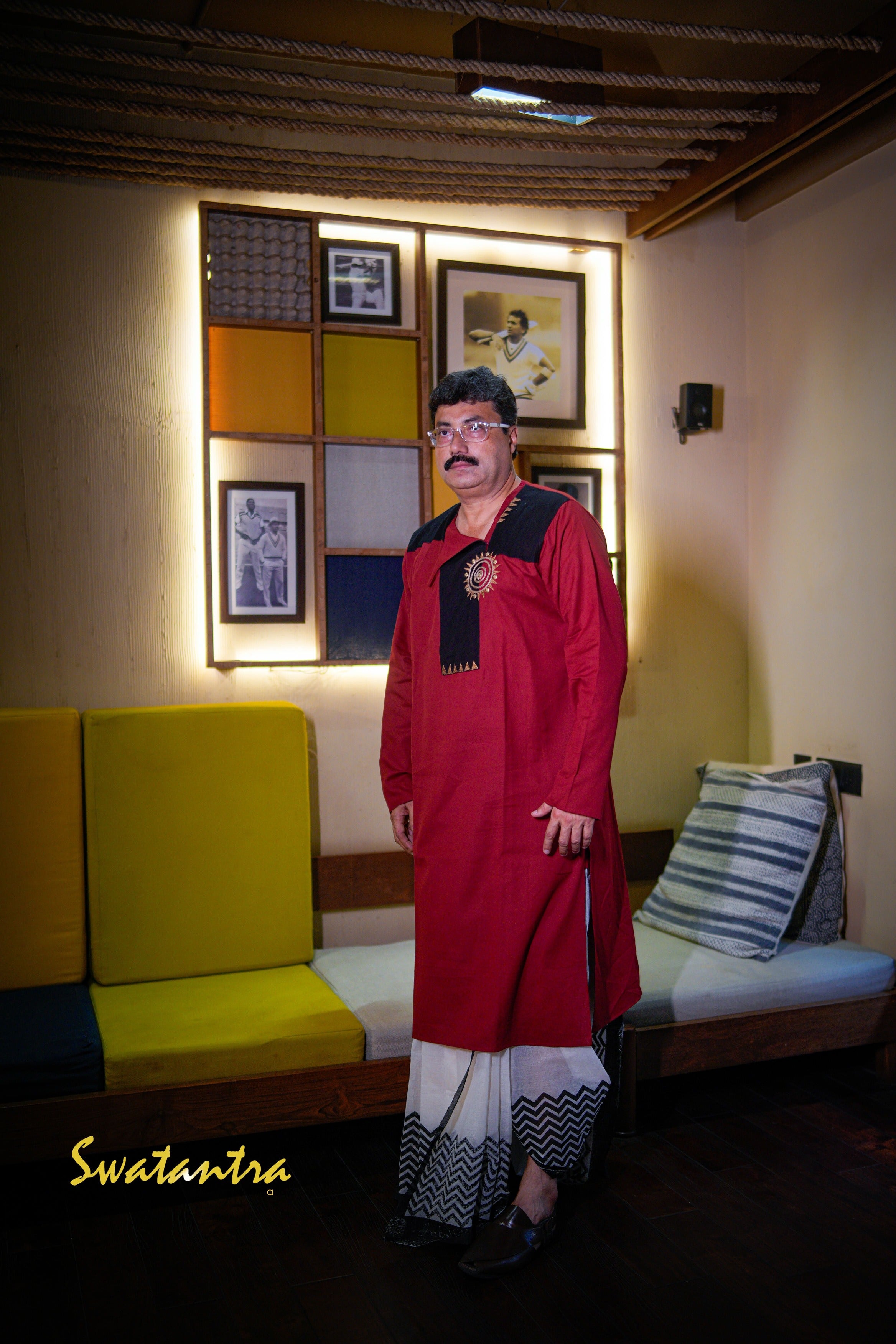GK MAROON BLACK ANJAN - KURTA