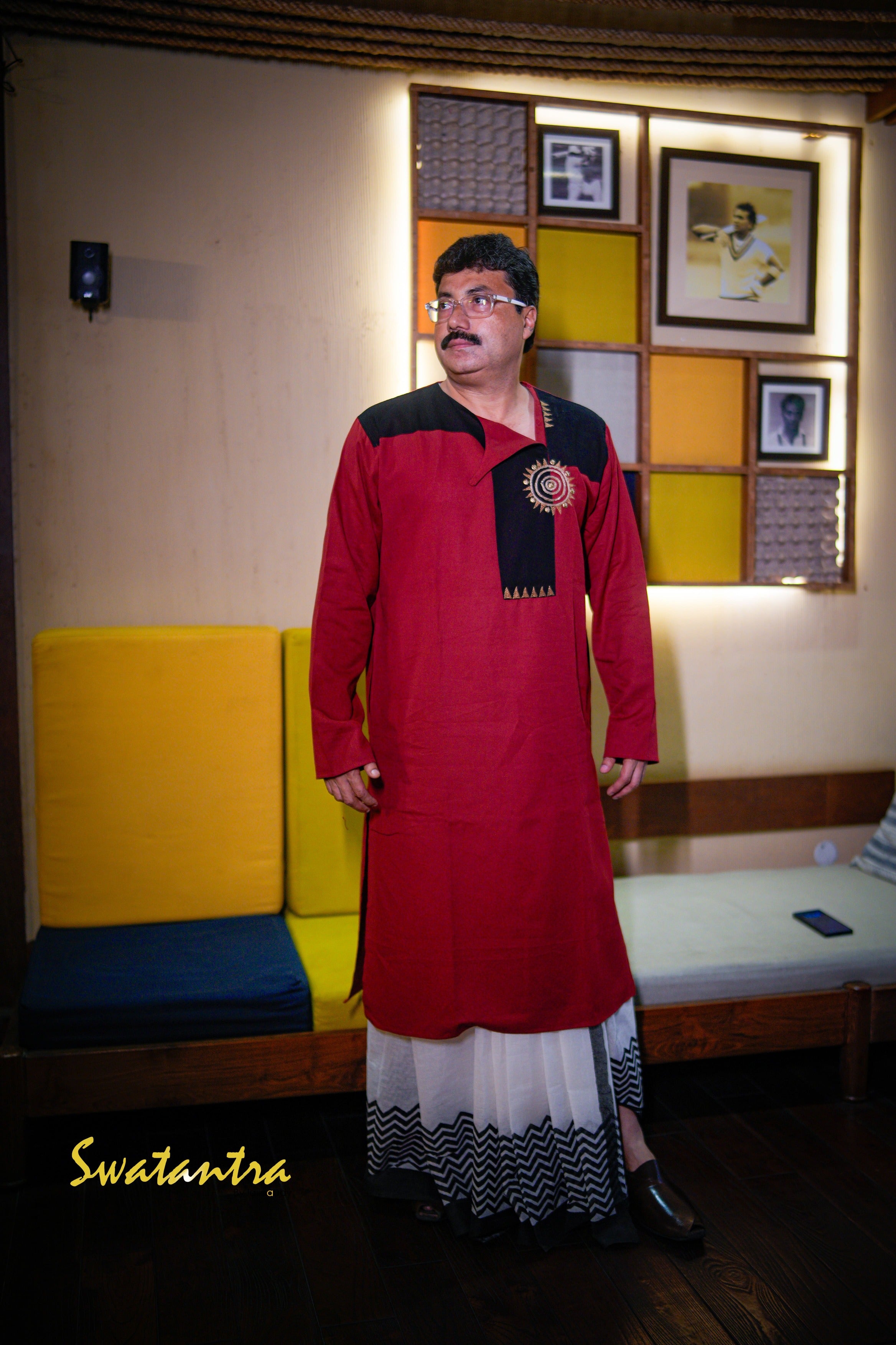 GK MAROON BLACK ANJAN - KURTA