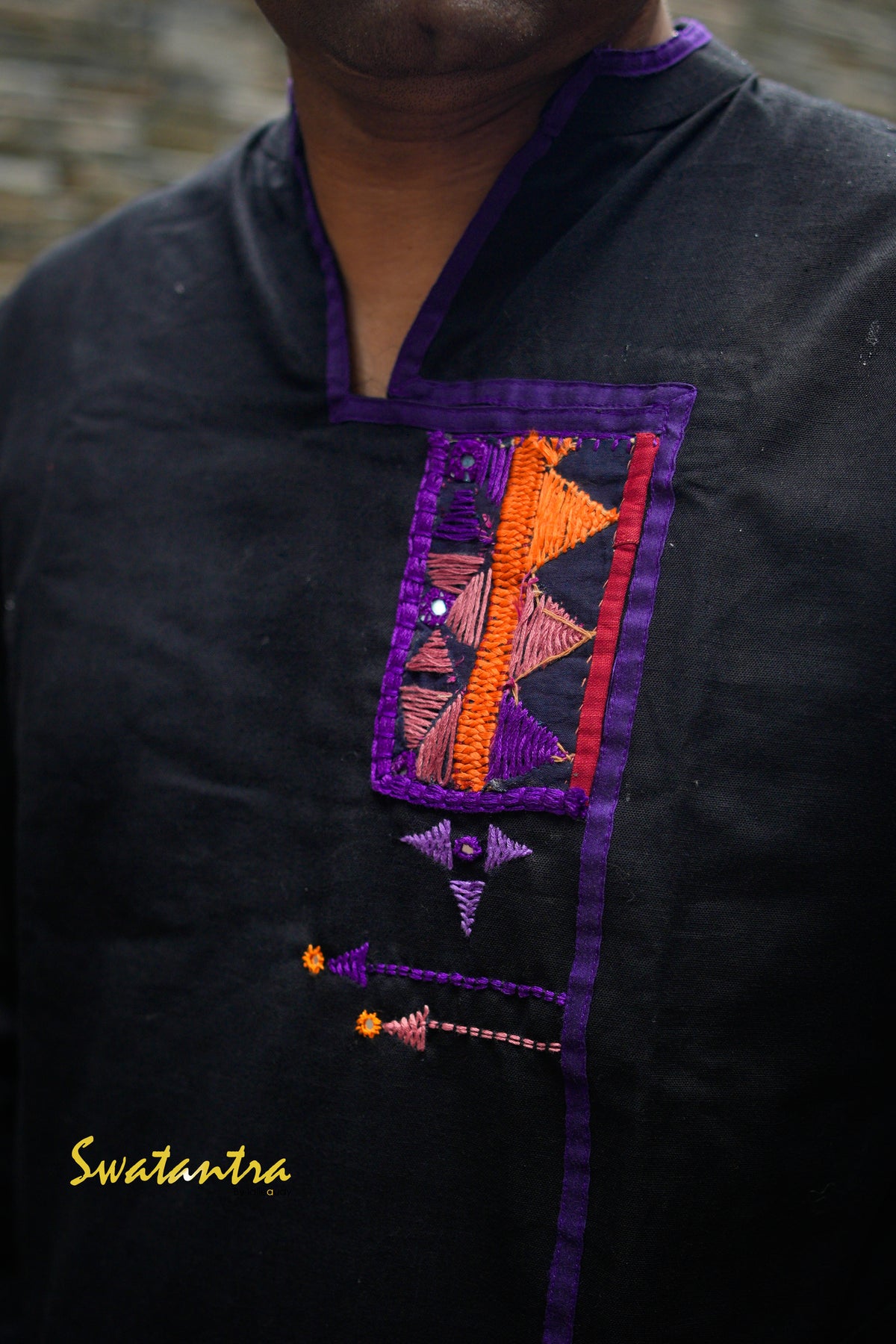 GK BLACK KATHIAWARI RONODEB KURTA