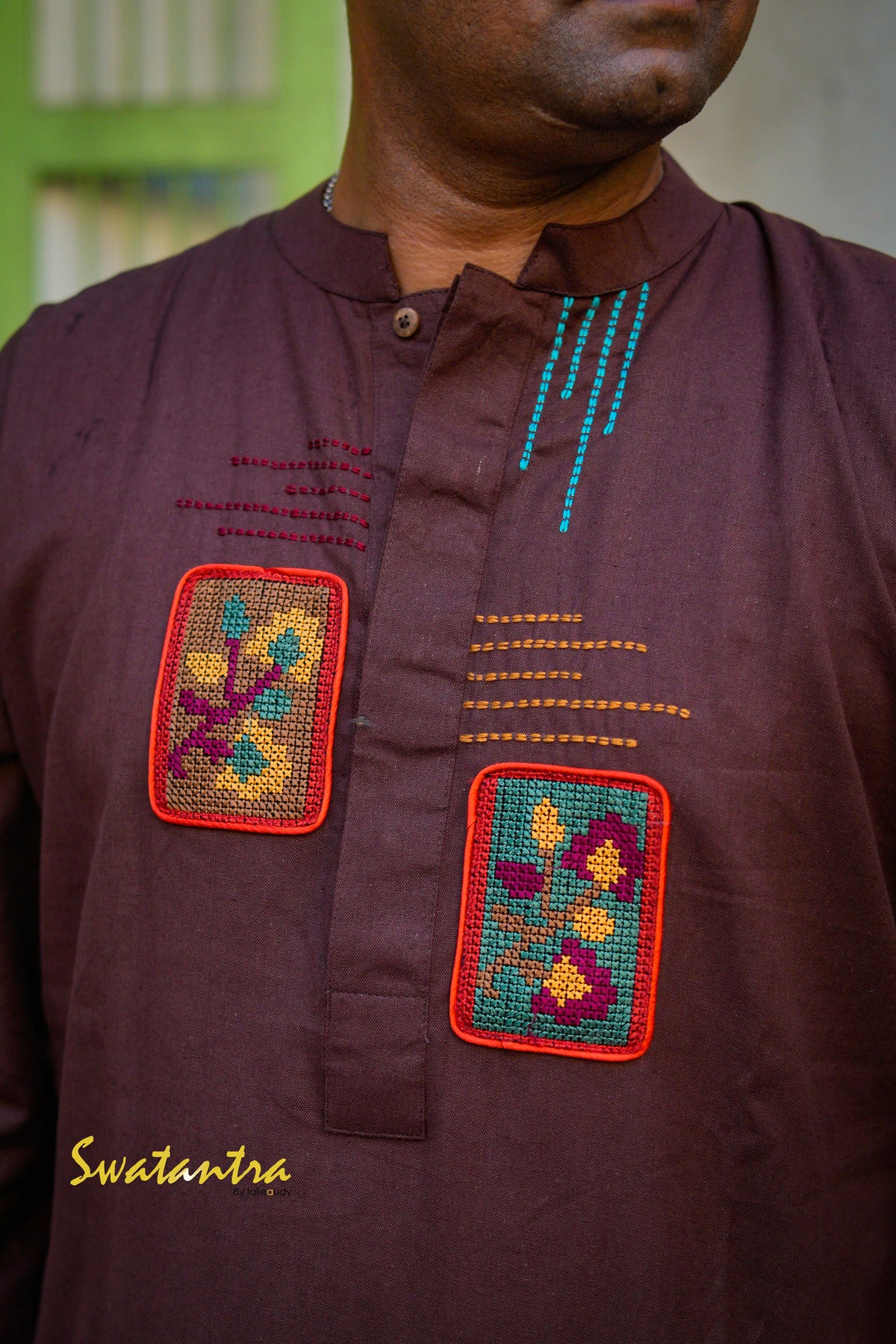 GK BROWN PATCHWORK RANADEB KURTA