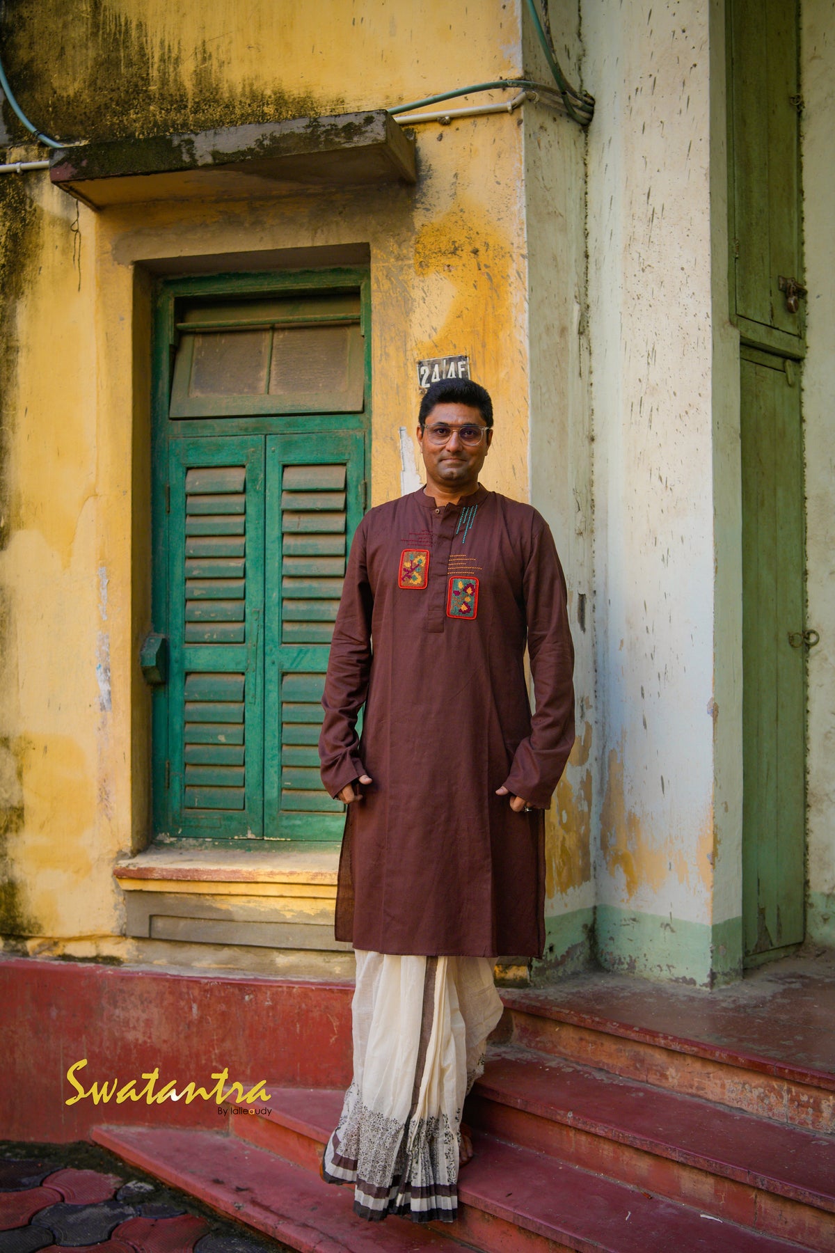 GK BROWN PATCHWORK RANADEB DHOTI
