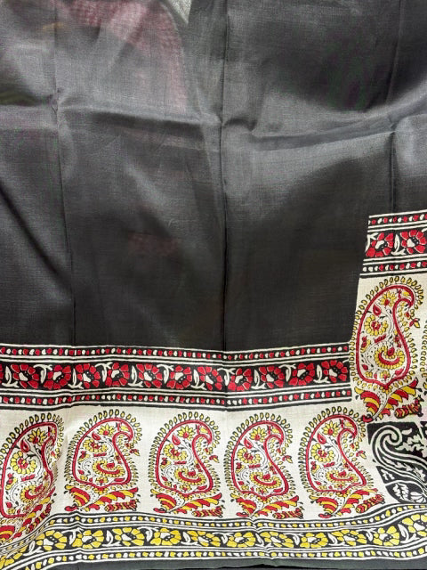 SAREE SILK BLACK MULTI PAISLEY LALIE