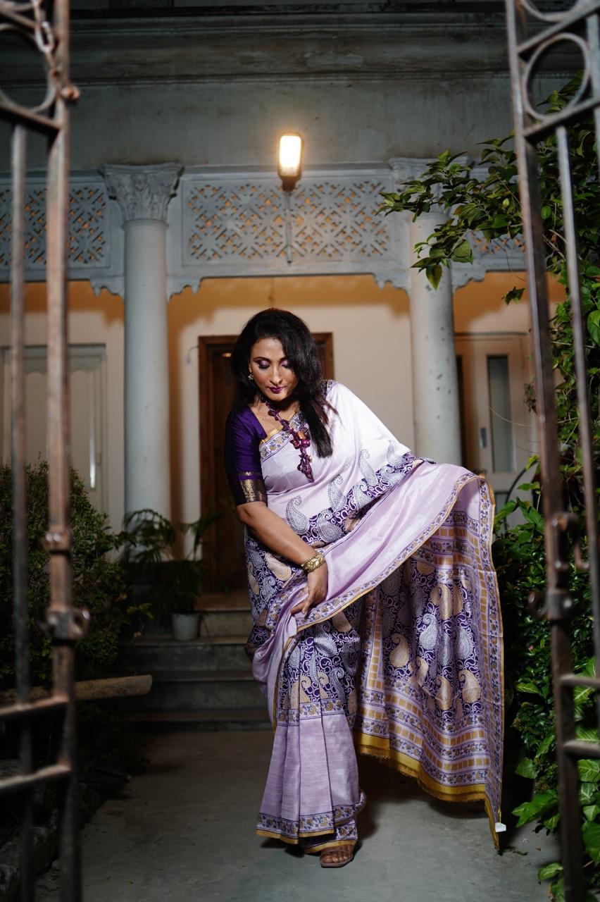 Silk Violet Audy Saree